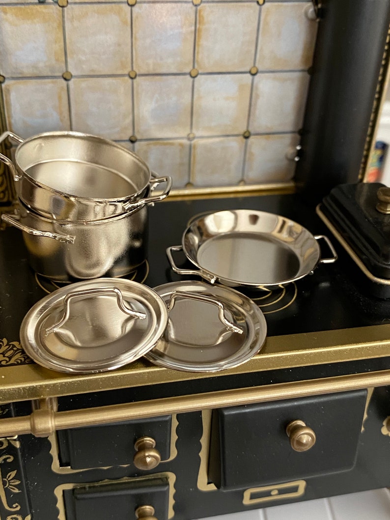 Miniature Pots and Pan Set Mini Cookware 5 Piece Set Style Etsy