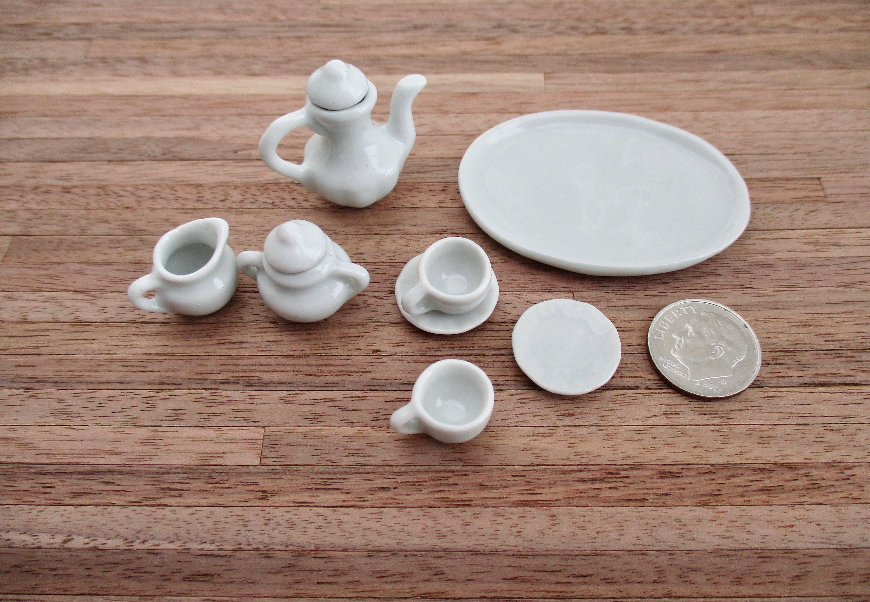 Miniature Tea Set, Mini Tea Set With Tray, 10 Piece Set, Style 57, CLEARANCE Priced, Dollhouse