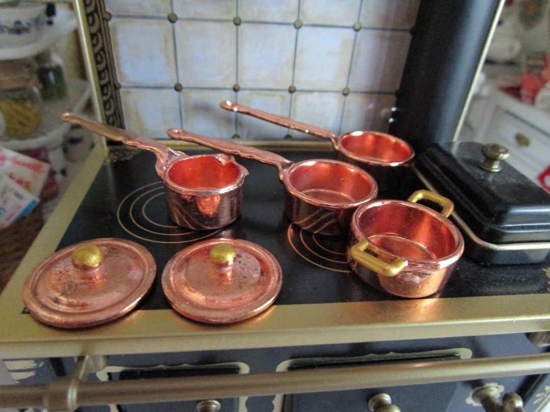 Miniature Copper Cookware Set Mini Pots and Pans Style 53 Etsy