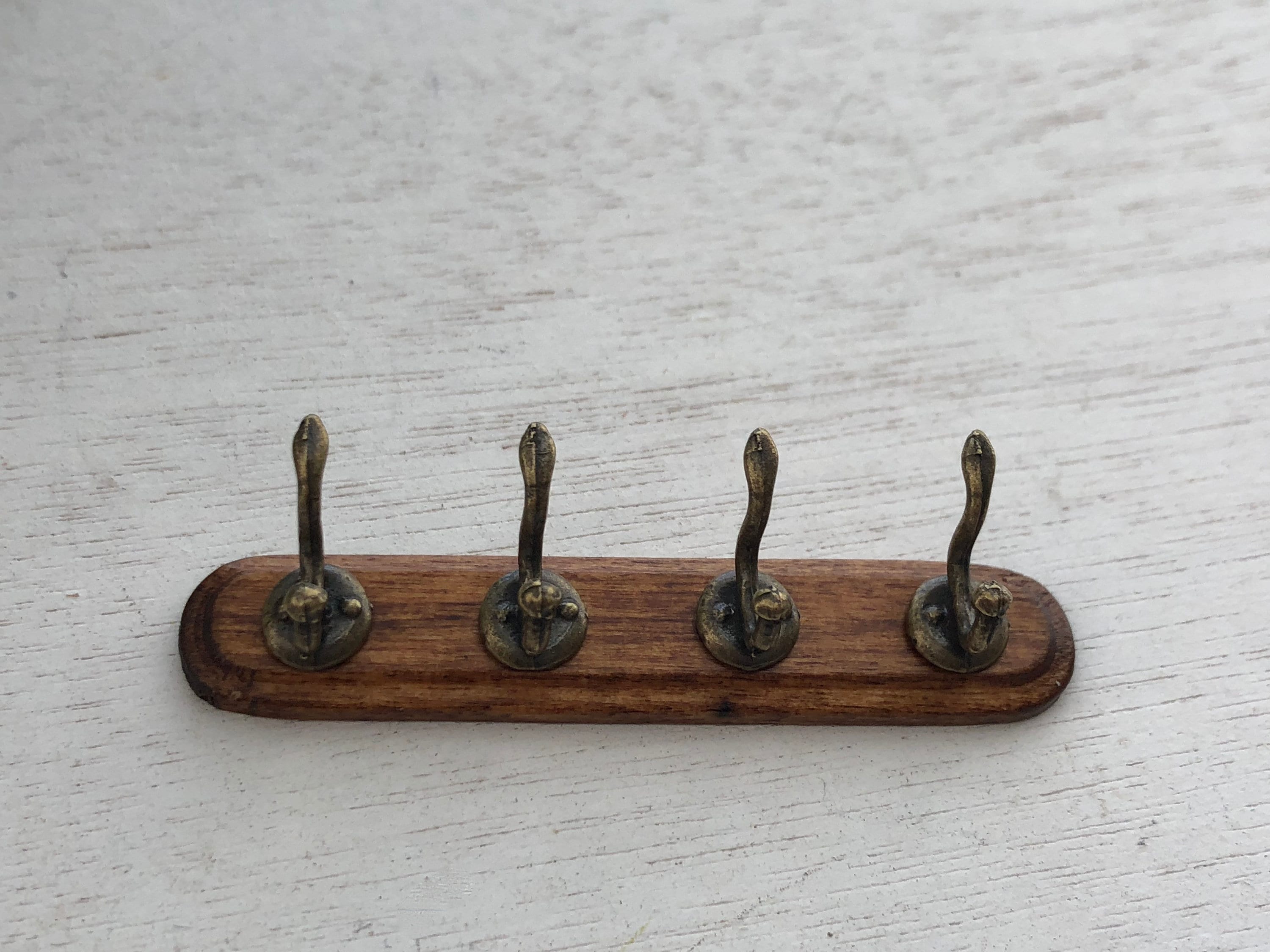 Miniature Wall Coat Rack With Hooks, Wood Rack, Dollhouse Miniature, 1