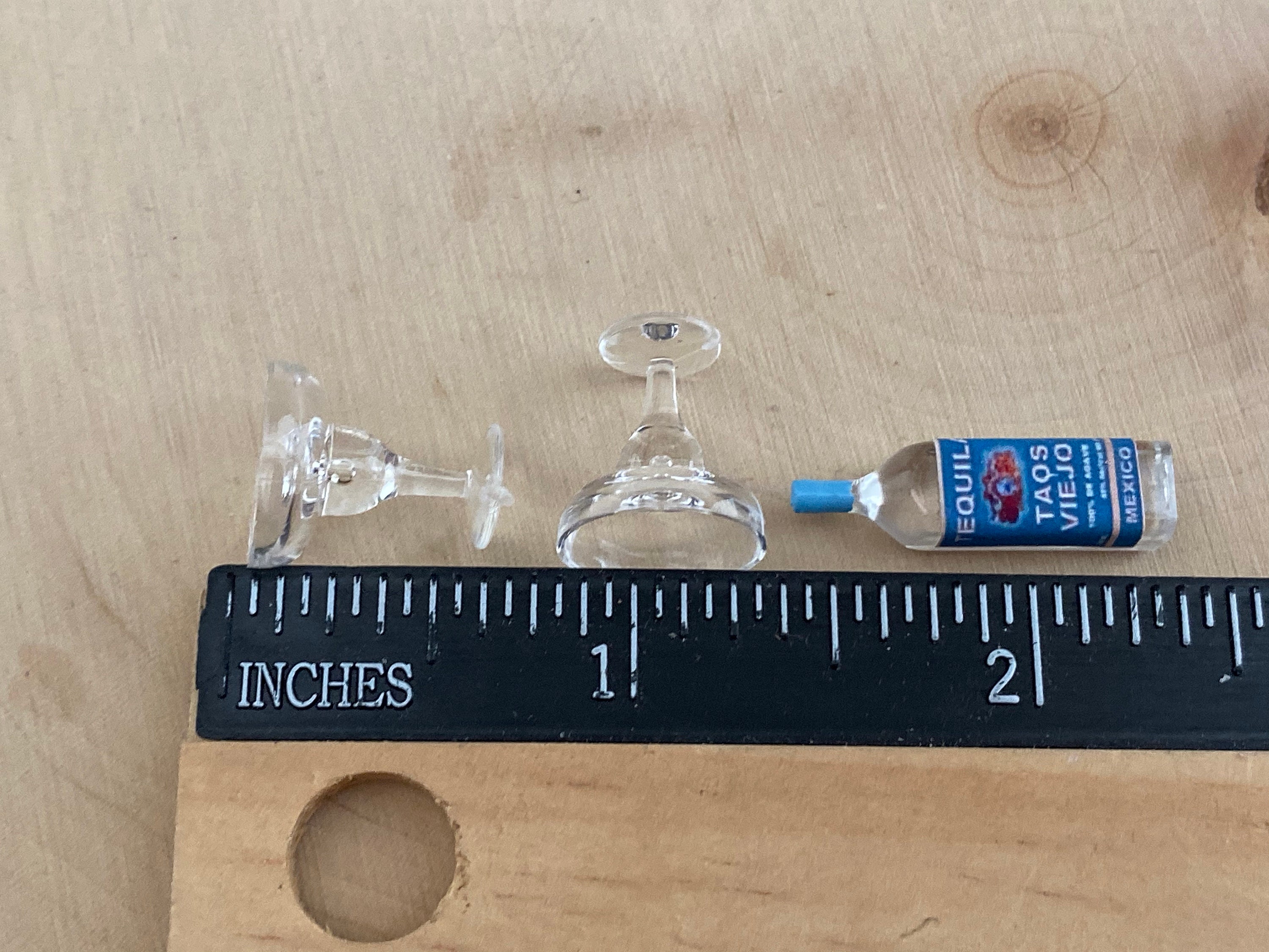 Miniature Tequila Bottle and 2 Glasses, Mini Liquor Bottle and