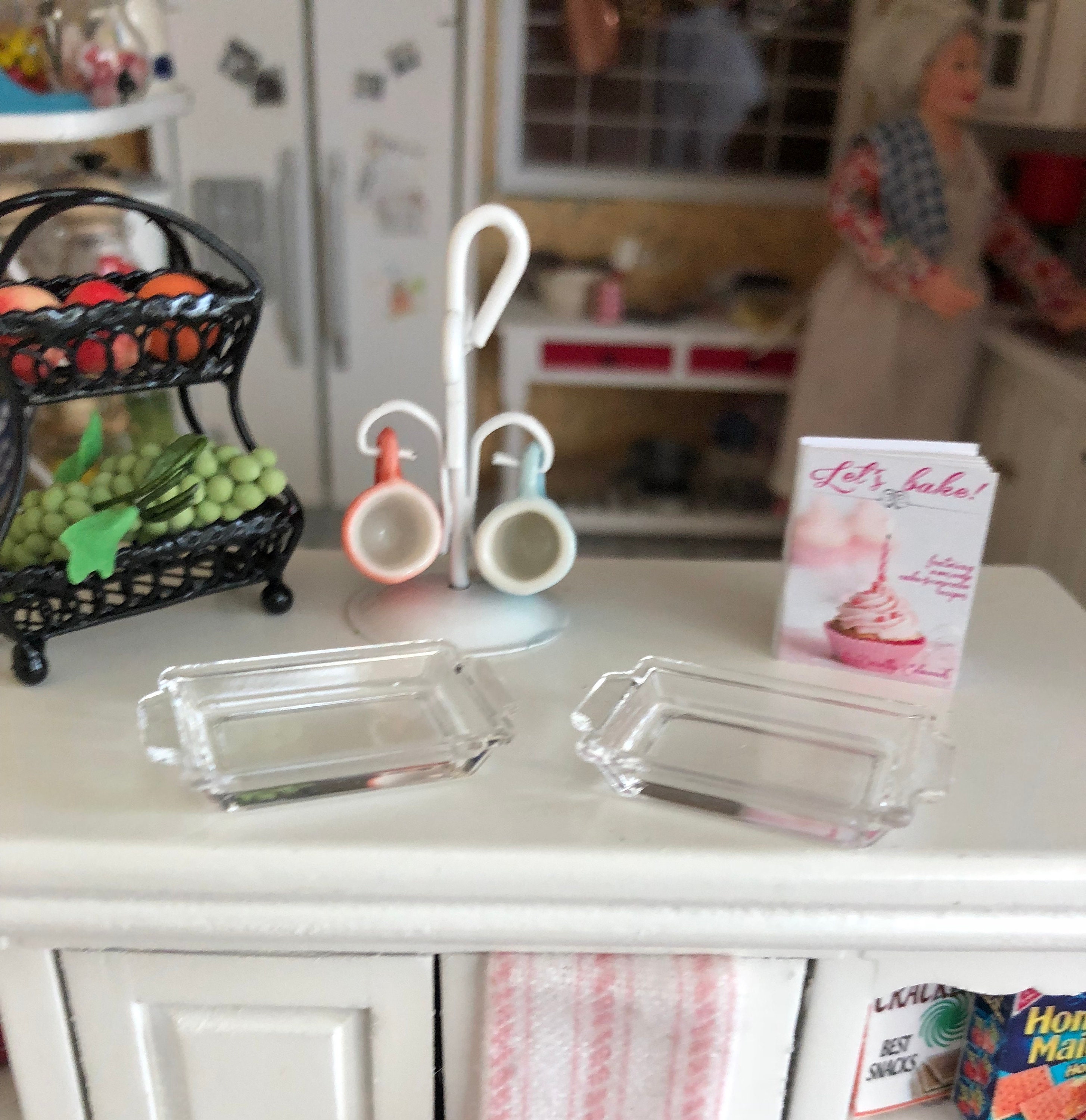 Miniature Trays, Set of 2 Small Clear Trays, Style 95, Dollhouse