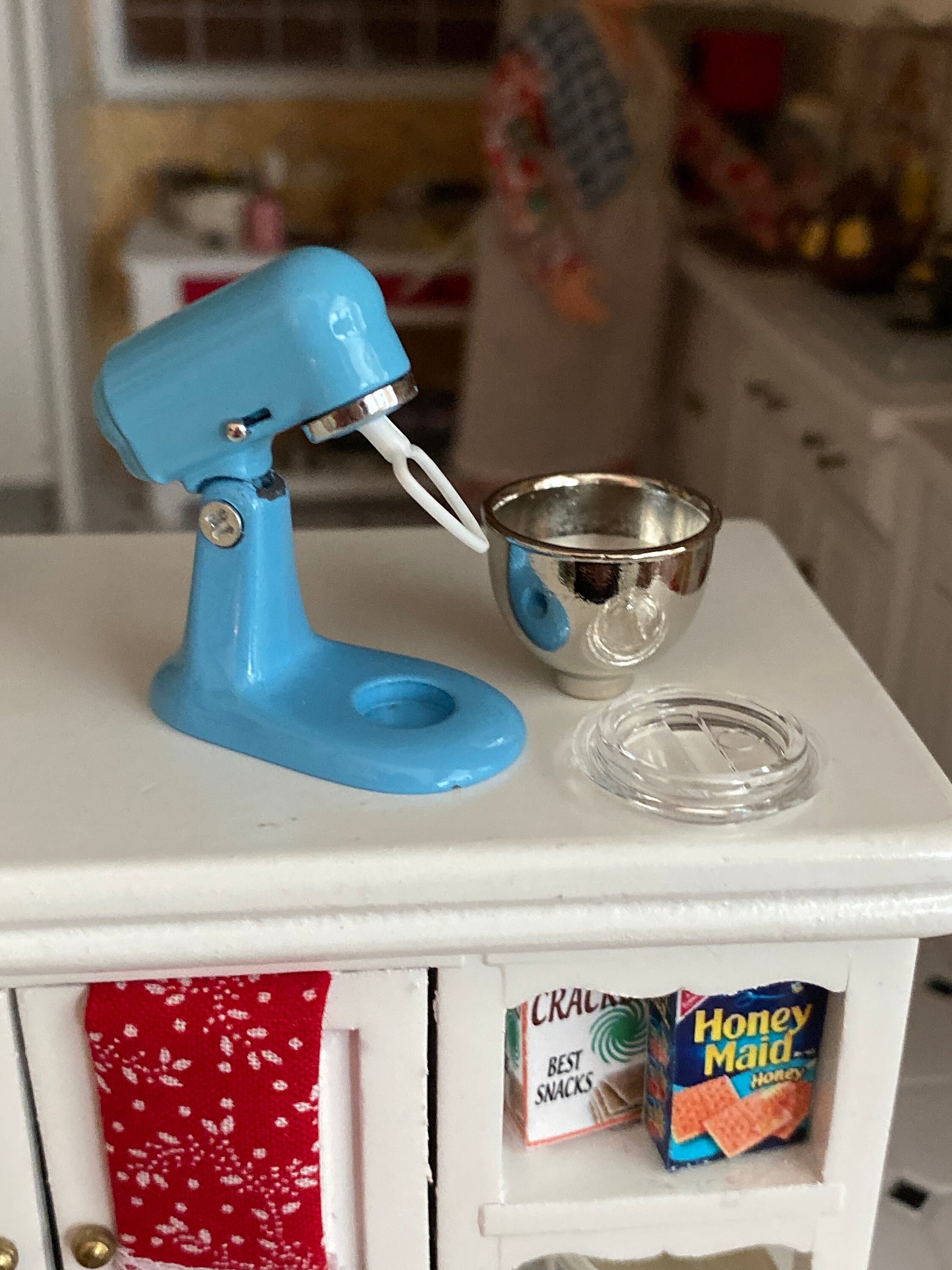 Download Miniature Mixer With Removable Bowl and Spatter Cover, Blue Stand Mixer, Dollhouse Miniature, 1 ...