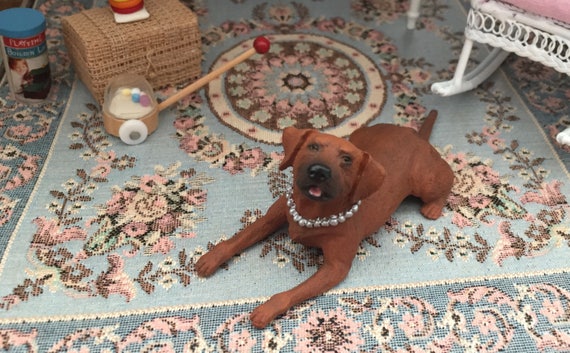 Dollhouse Miniature Laying Down Dog