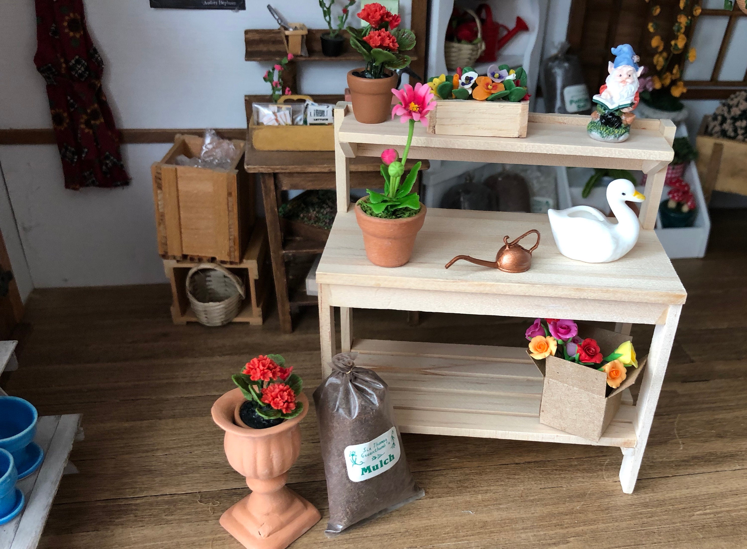 Miniature Garden Table, Unfinished Wood Garden Table, Dollhouse