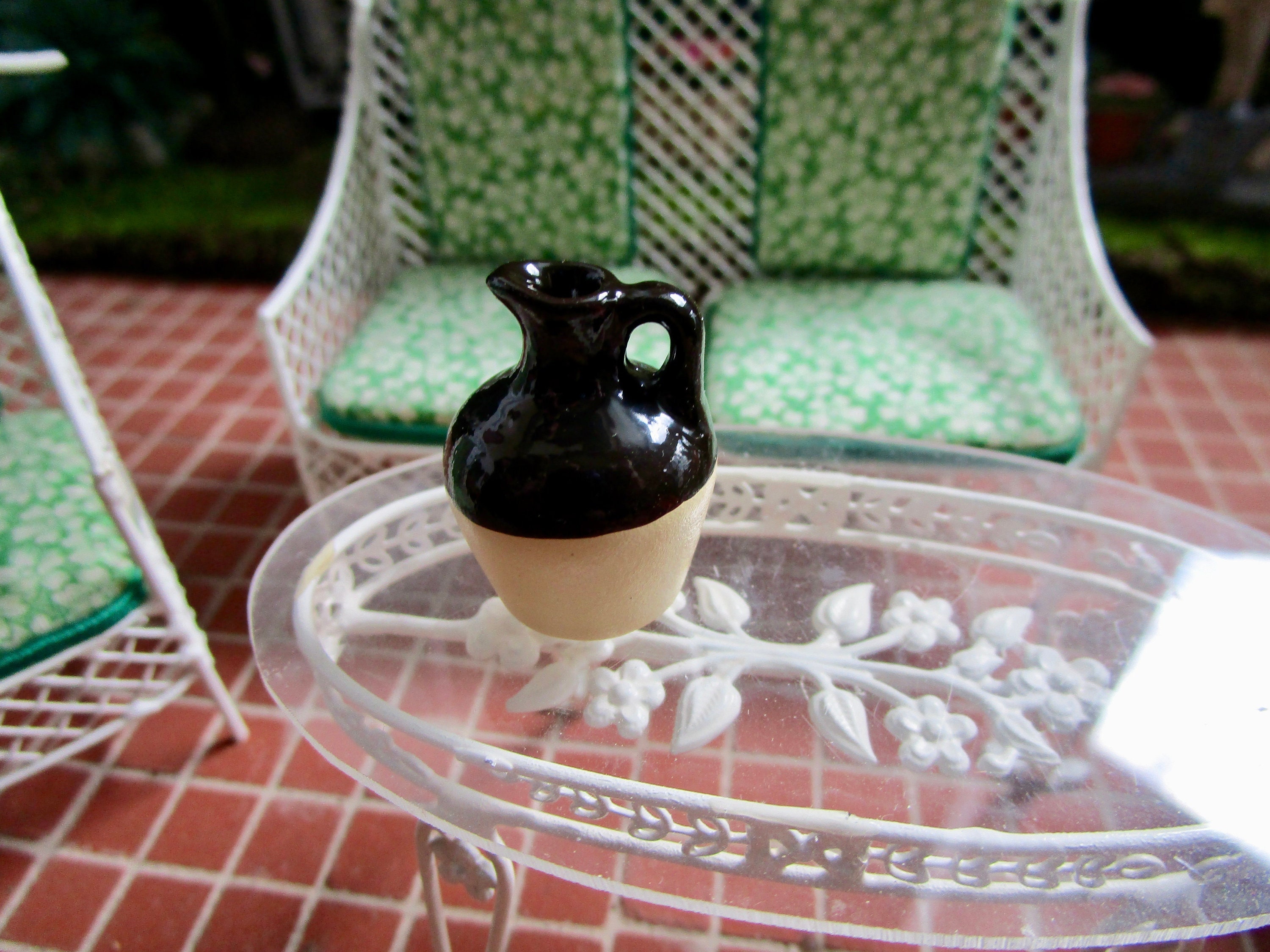 Miniature Ceramic Handle Water Jug, Style 18, Mini Pitcher, Dollhouse