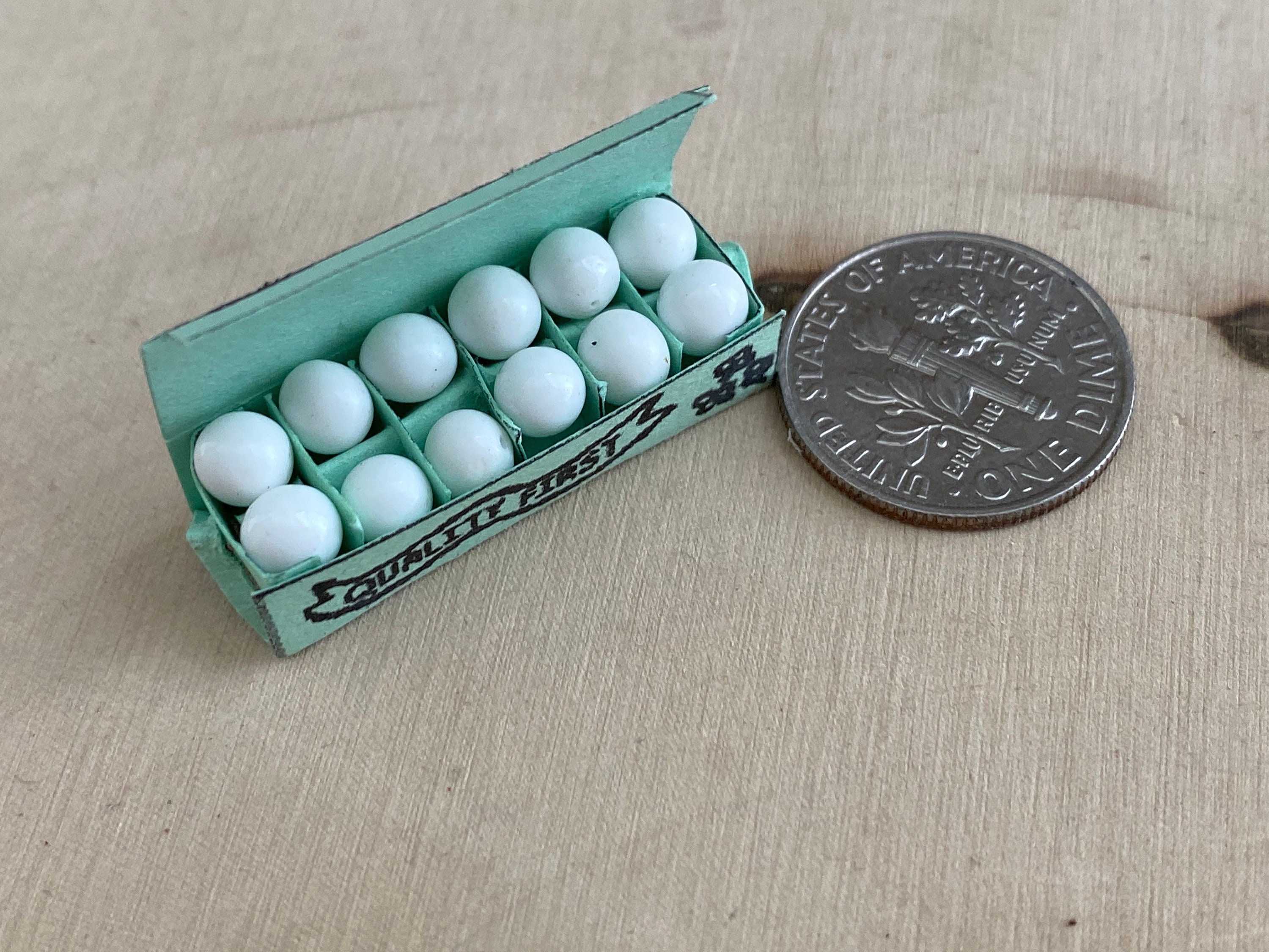 Miniature Eggs in Carton, Dollhouse Miniature, 112 Scale, Dollhouse