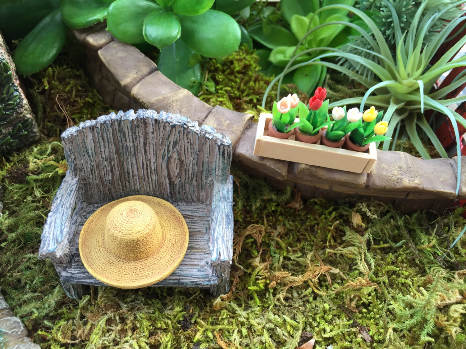 Miniature Hat, Garden Straw Look Hat, Dollhouse Miniature, Miniature