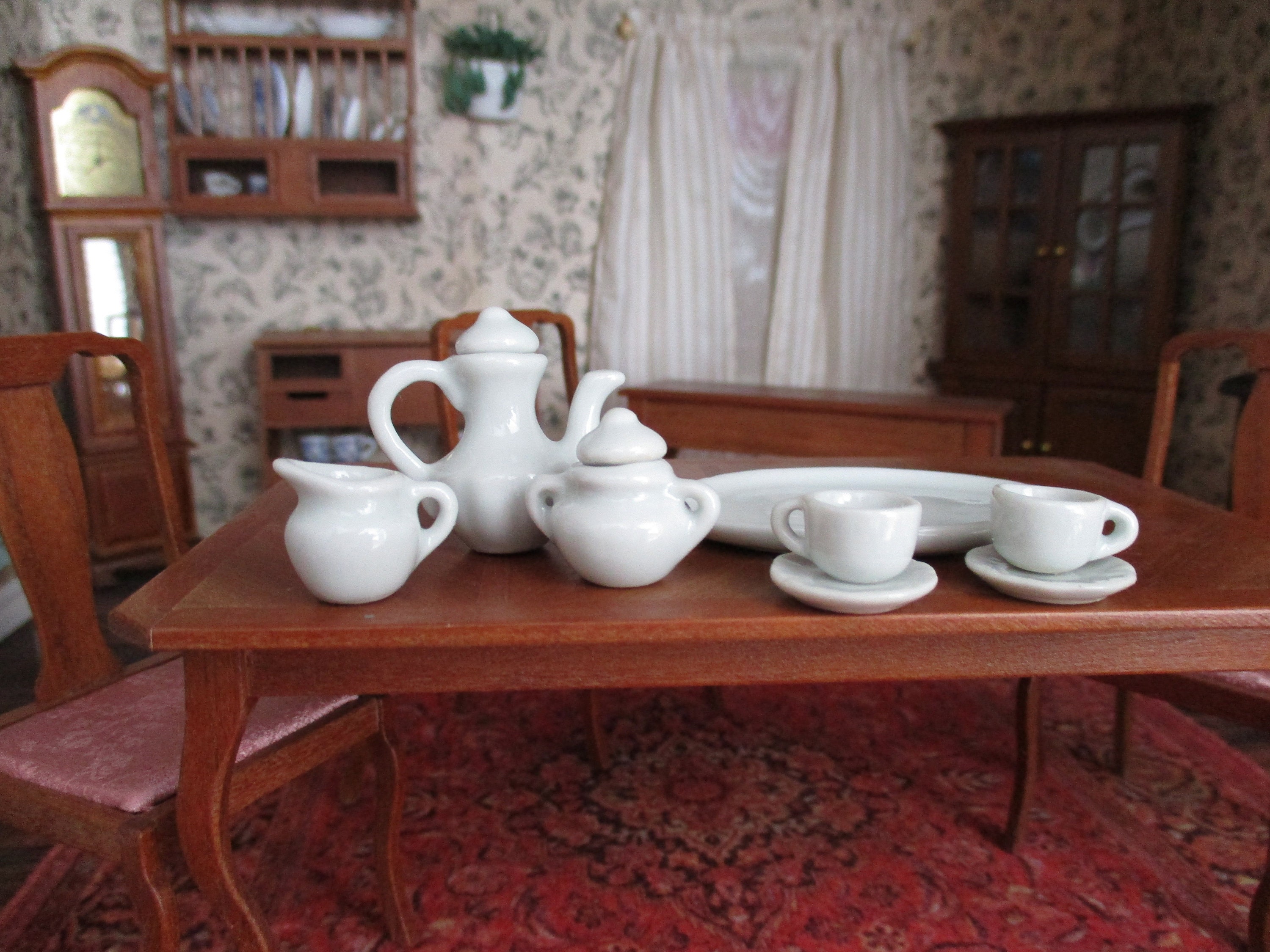 Miniature Tea Set, Mini Tea Set With Tray, 10 Piece Set, Style 57, CLEARANCE Priced, Dollhouse