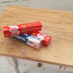 Miniature Aluminum Foil and Plastic Wrap Boxes, Dollhouse Miniatures, 1 ...