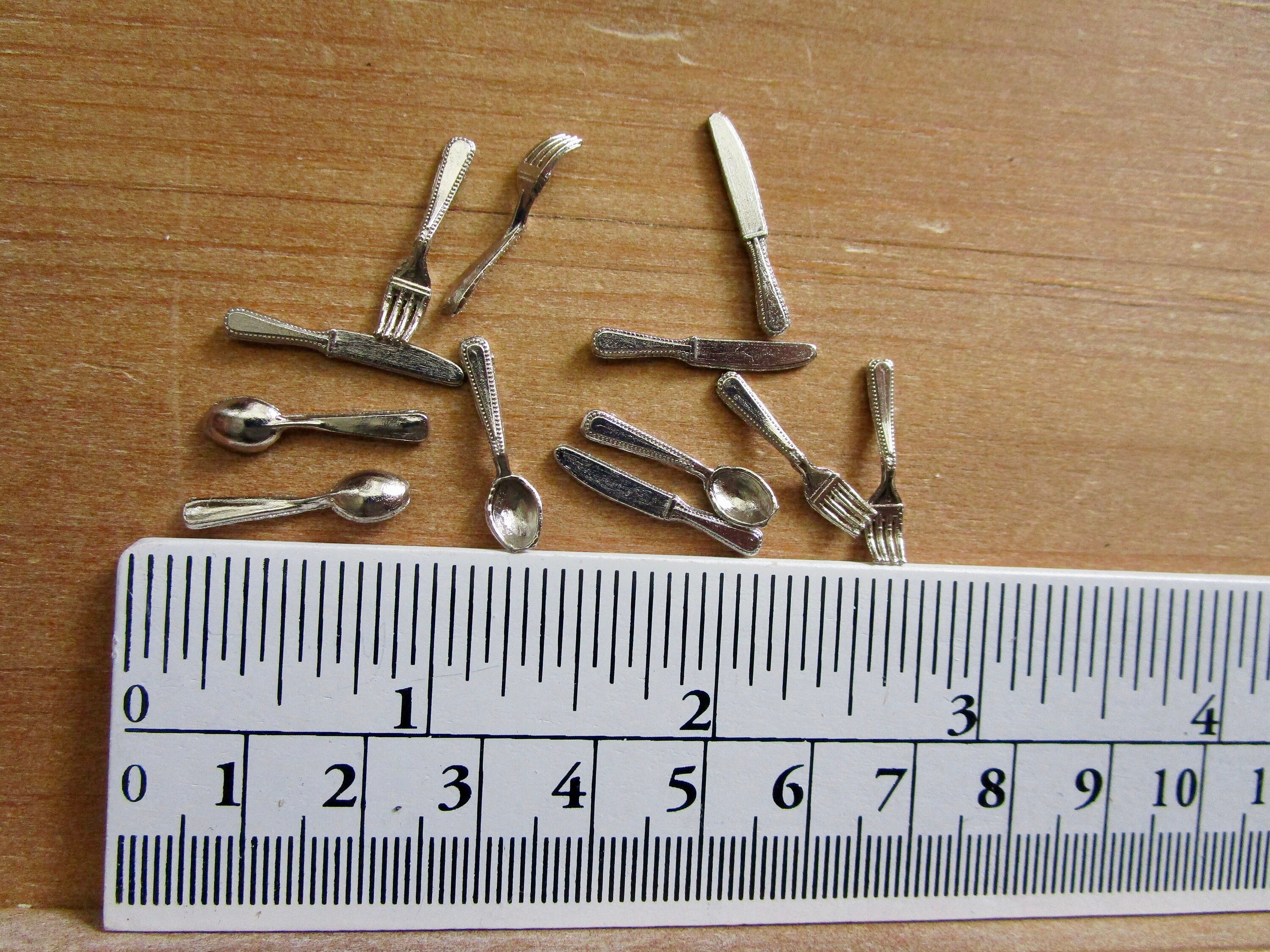 Miniature Silverware Set, 12 Piece Flatware, Style 37, Mini Cutlery