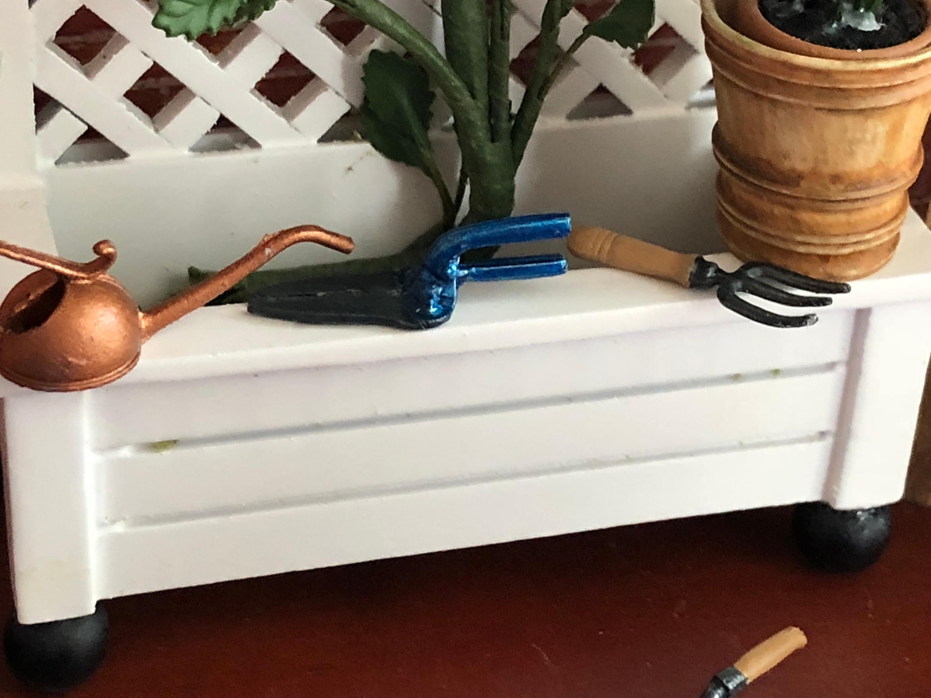 Miniature Garden Fork, Mini Metal Fork, Mini Garden Tool with Wood Look