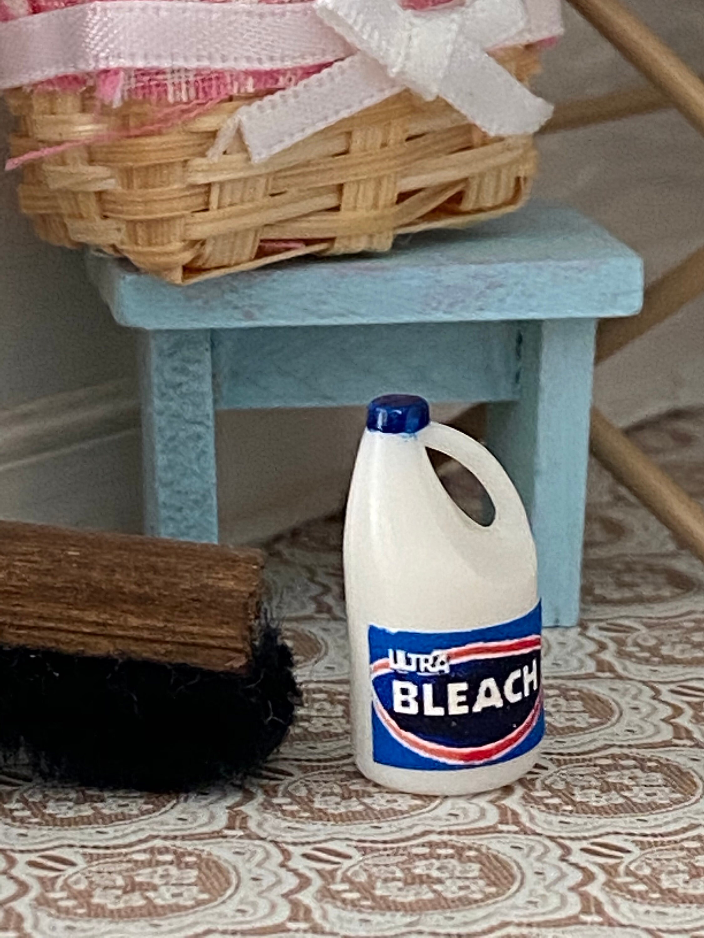 Miniature Bleach, Mini Bleach Bottle, Dollhouse Miniatures, 112 Scale