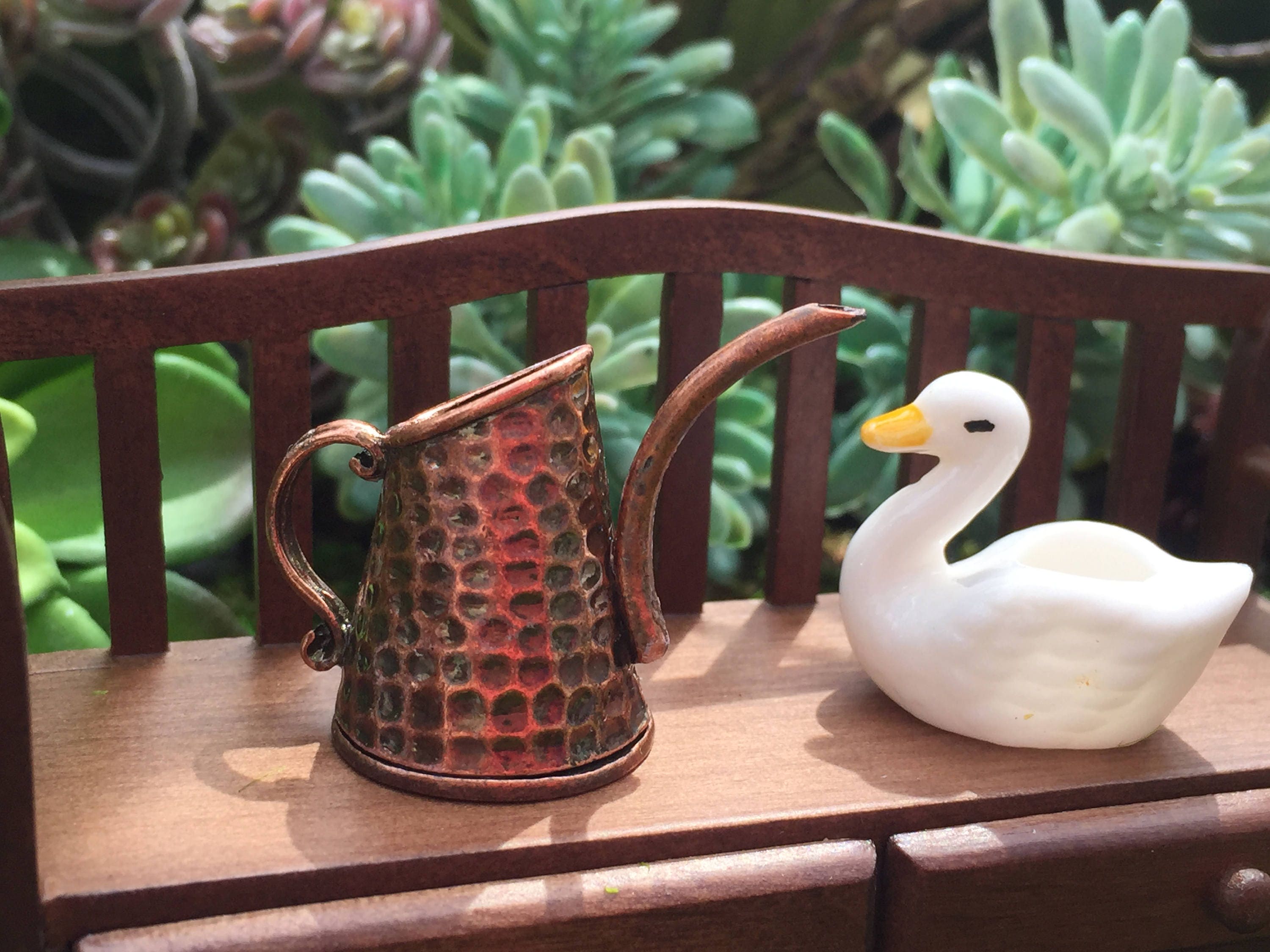 Miniature Copper Watering Can, Antique Look Watering Can, Dollhouse