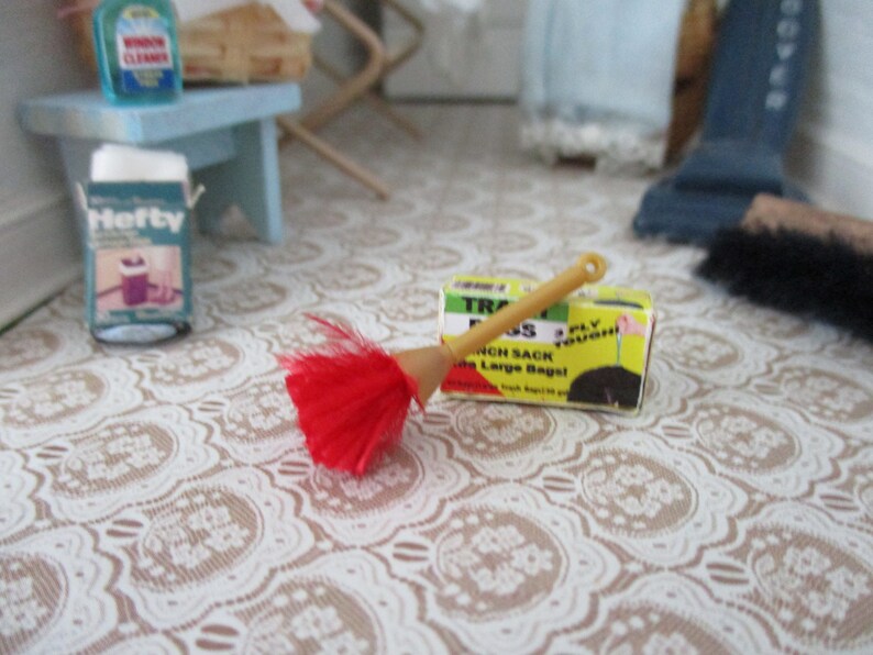 Miniature Feather Duster Mini Red Feather Duster Dollhouse Etsy