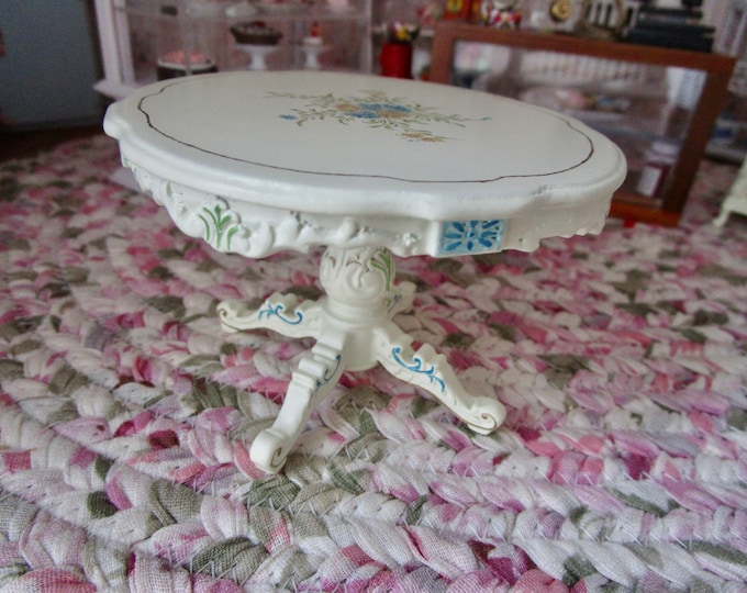 Miniature JBM Round Empire Style Hand Painted Pedestal Table, Style #10,  Dollhouse Miniature Furniture, 1:12 Scale, Mini JBM Table