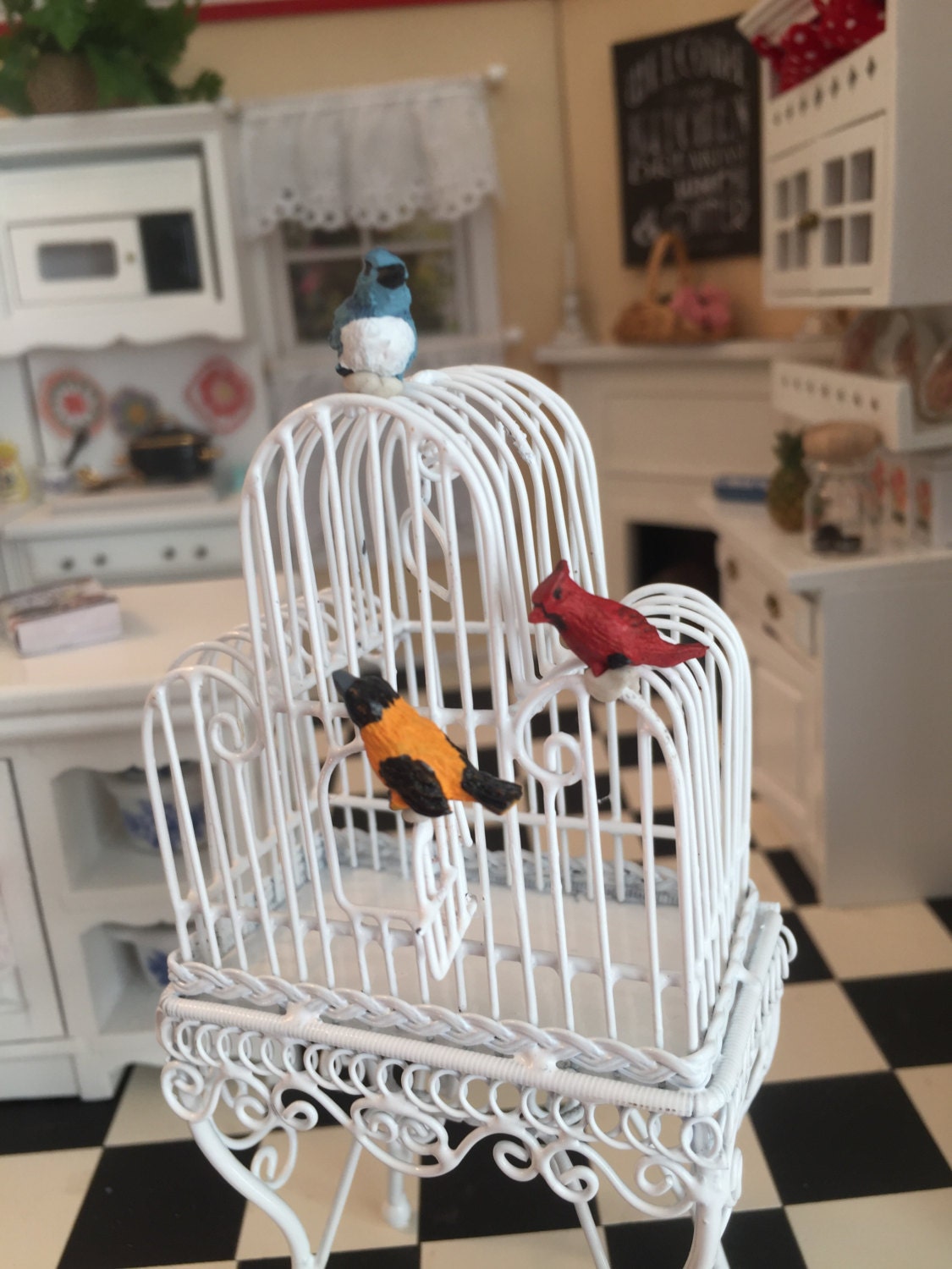 Miniature Bird Figurines, Song Birds, 3 PC Set, Dollhouse Miniatures, 1