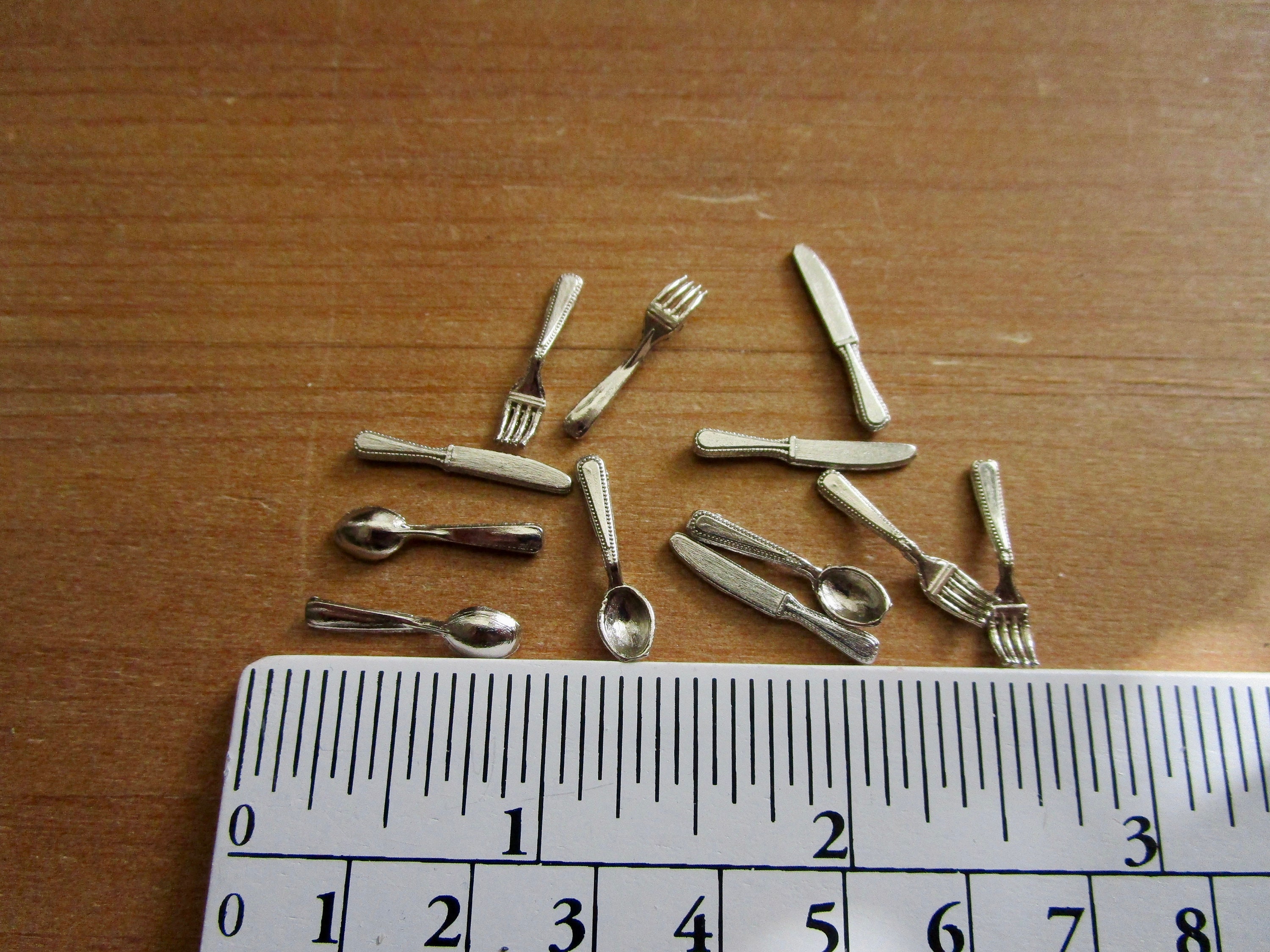 Miniature Silverware Set, 12 Piece Flatware, Style 37, Mini Cutlery