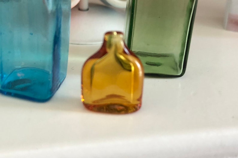 Miniature Dollhouse Amber Glass Bottle