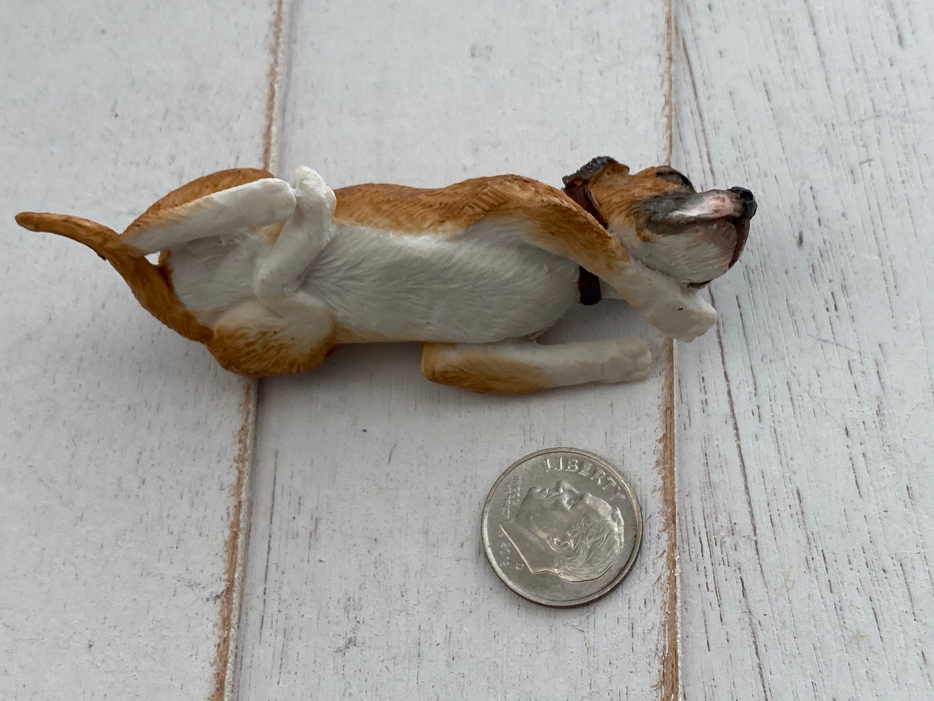Miniature Dog Figurine, Miniature Boxer, Laying Down, Style 47