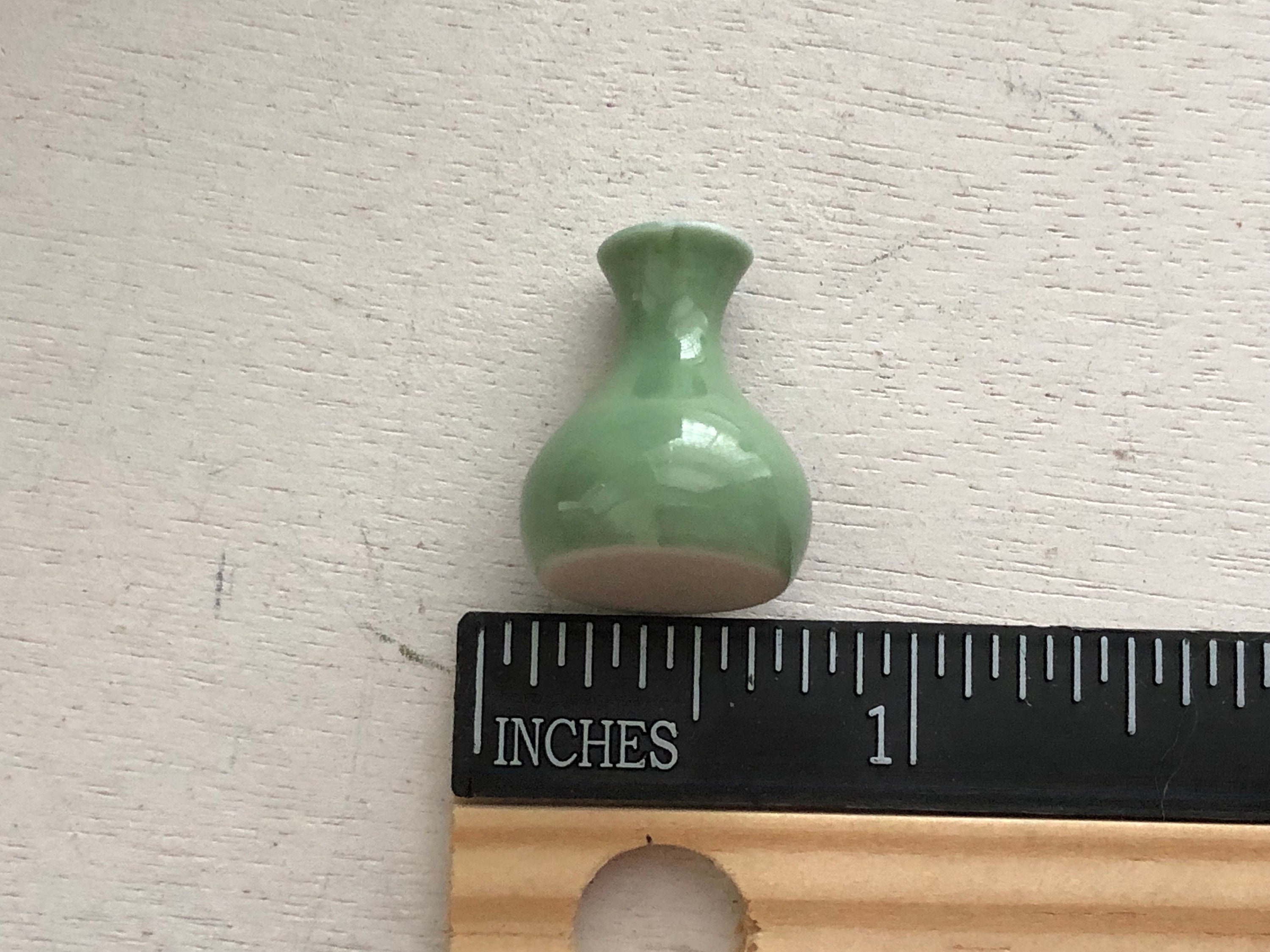 Miniature Ceramic Vase, Mini Green Vase Dollhouse Miniature, 112 Scale