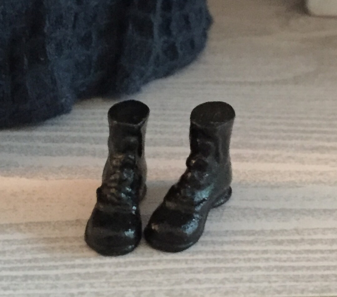 Miniature Black Hiking Boots, Dollhouse Miniature, 1:12 Scale ...