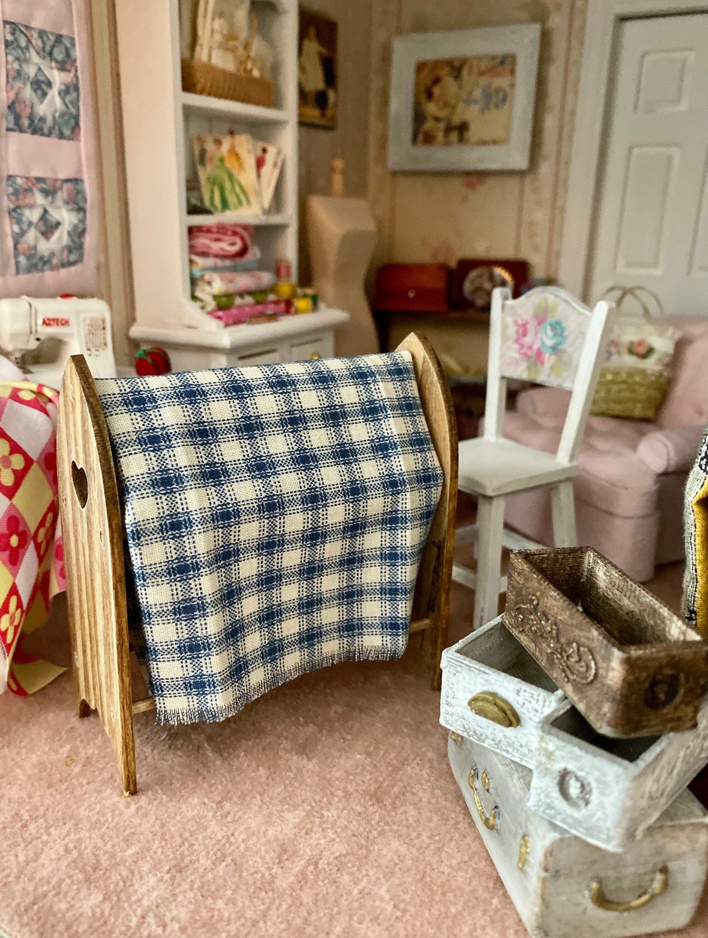 Miniature Quilt Rack, Mini Wood Hand Crafted Quilt Stand, Dollhouse