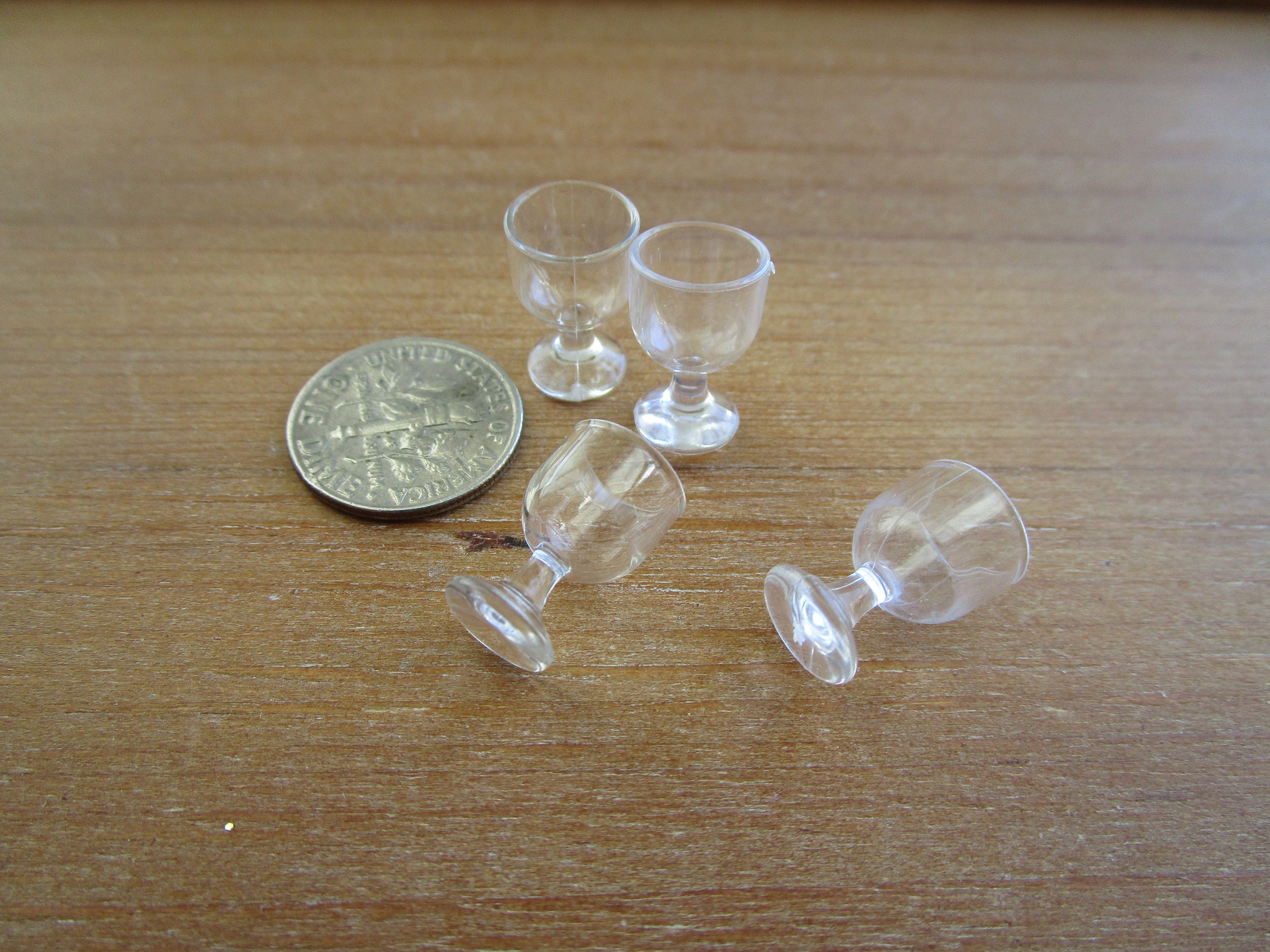 Miniature Wine Glasses, 4 Piece Set, Mini Glasses Style 65, Dollhouse