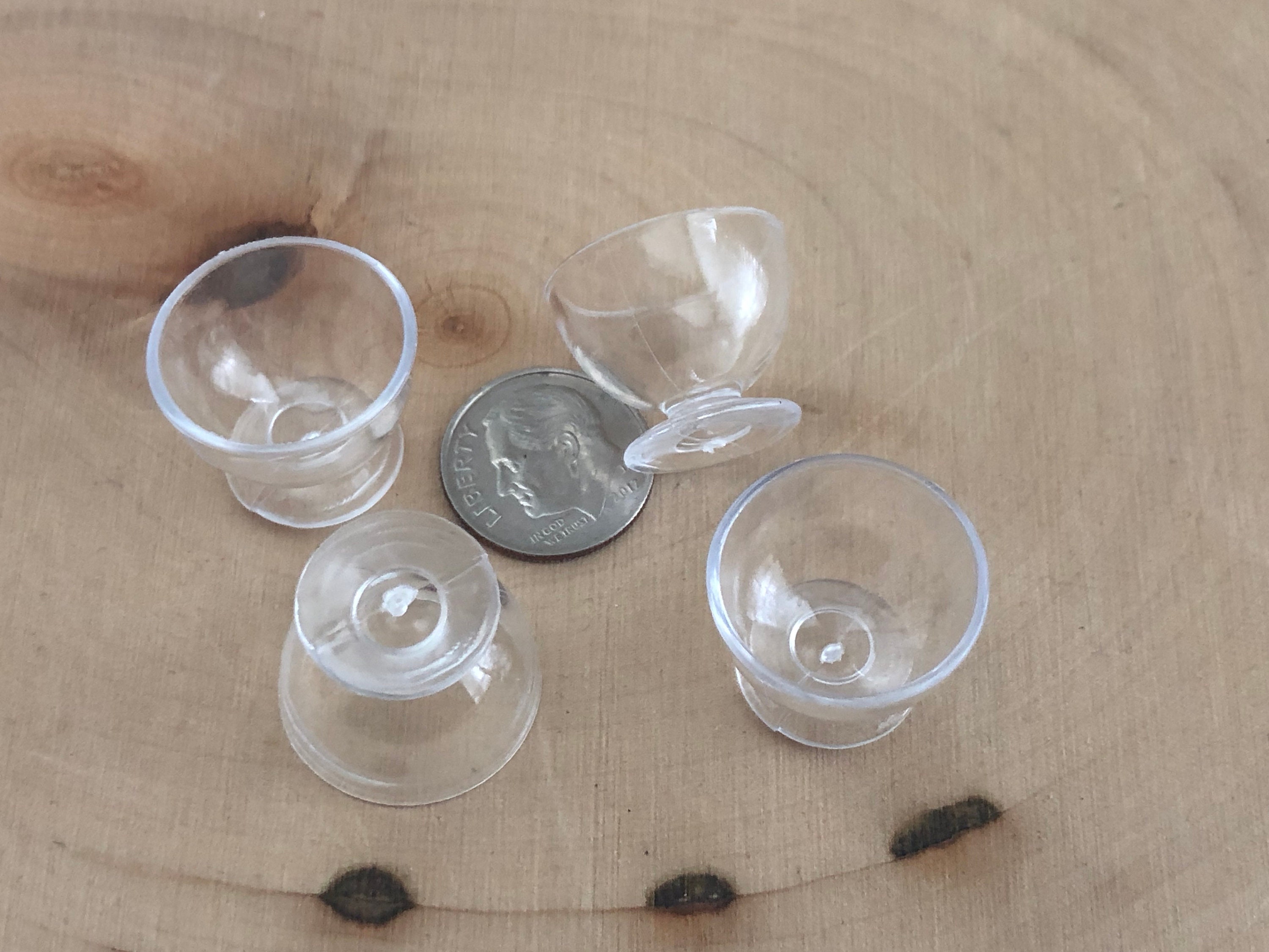 Miniature Bowls, Clear Plastic Bowls, Set of 4 Style 37, Dollhouse