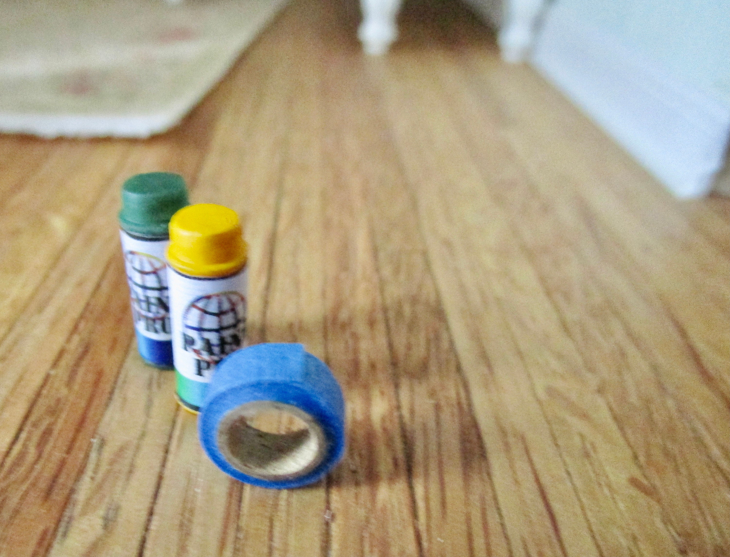 Miniature Spray Paint Cans And Painters Tape, 3 Piece Set, Mini