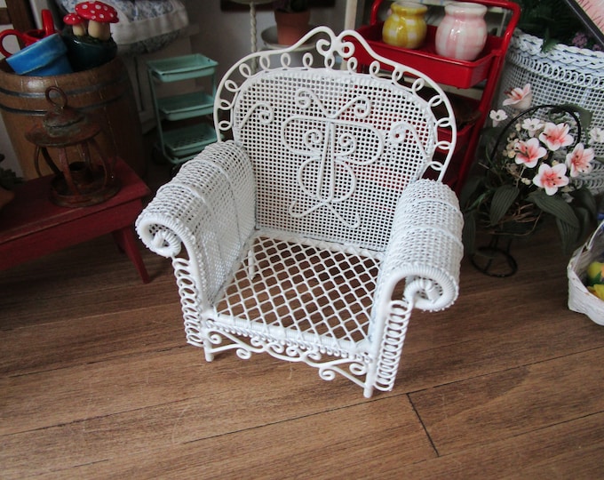 Miniature Chair, Mini White Metal Chair, Style #49, Dollhouse Miniature Furniture, 1:12 Scale, Dollhouse Chair