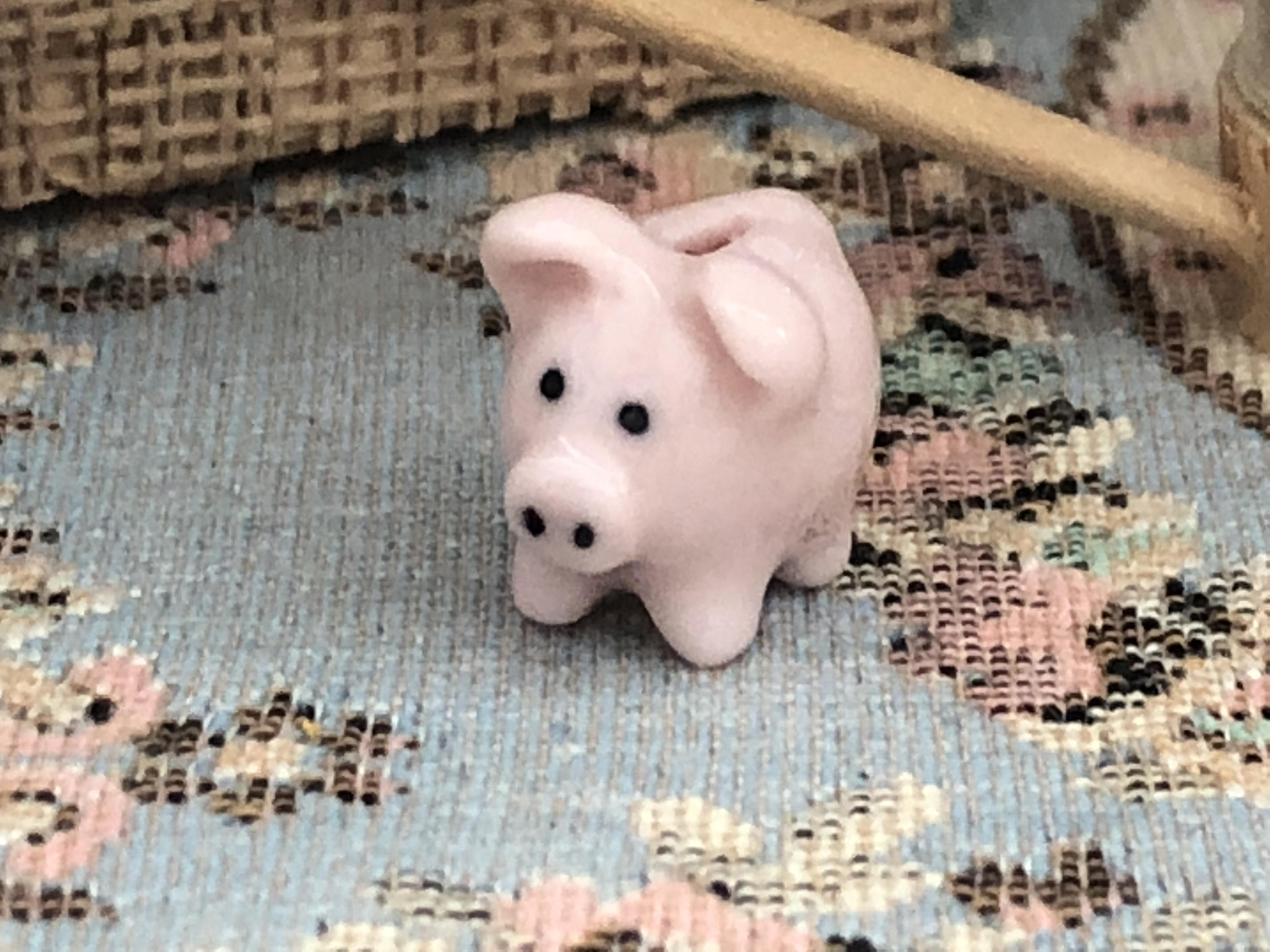 Miniature Piggy Bank, Pink Ceramic Bank, Dollhouse Miniature, 112