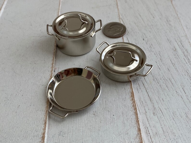 Miniature Pots and Pan Set Mini Cookware 5 Piece Set Style Etsy