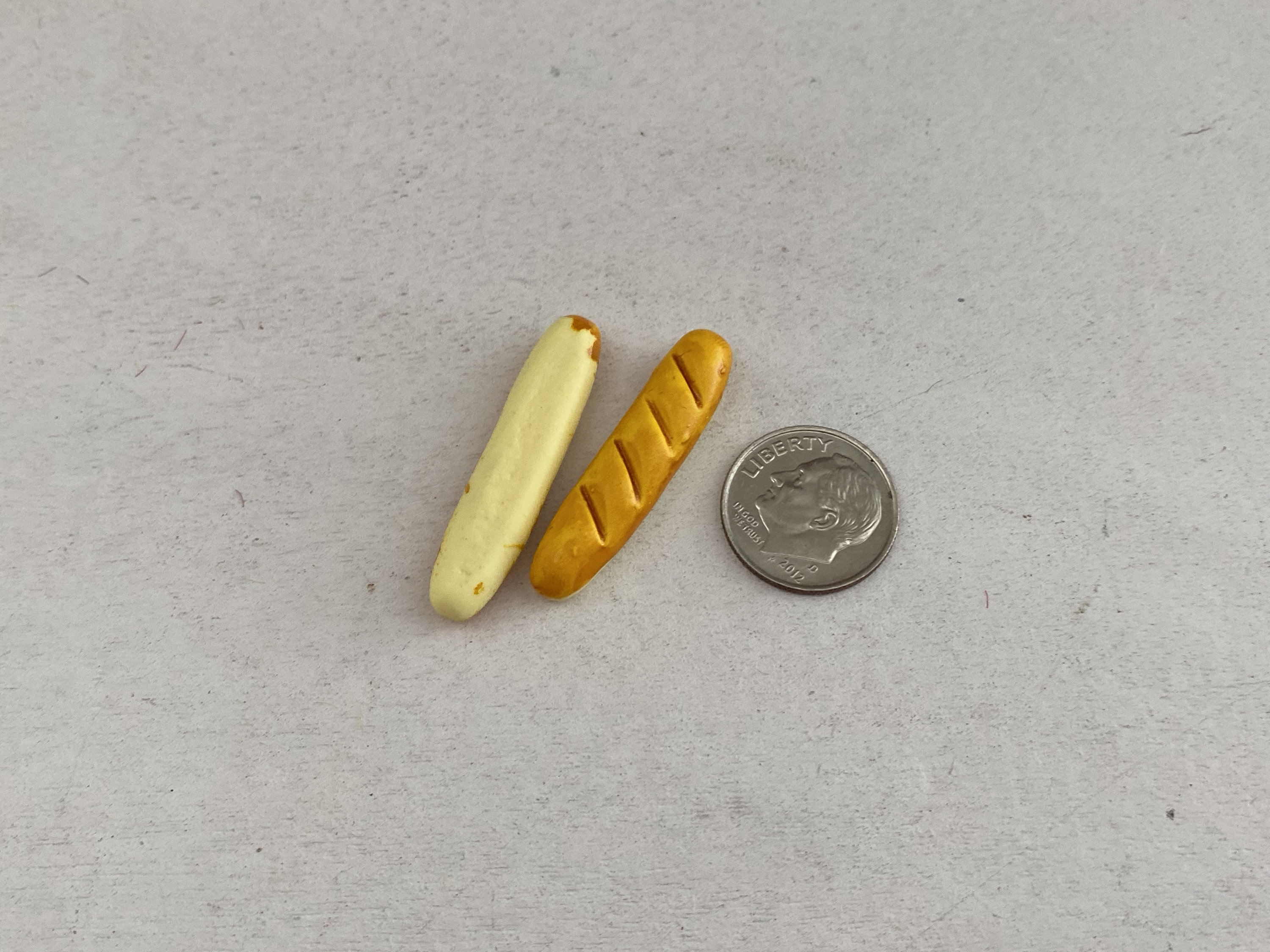 Miniature Bread, Mini French Bread Loaves, 2 Pieces, Dollhouse