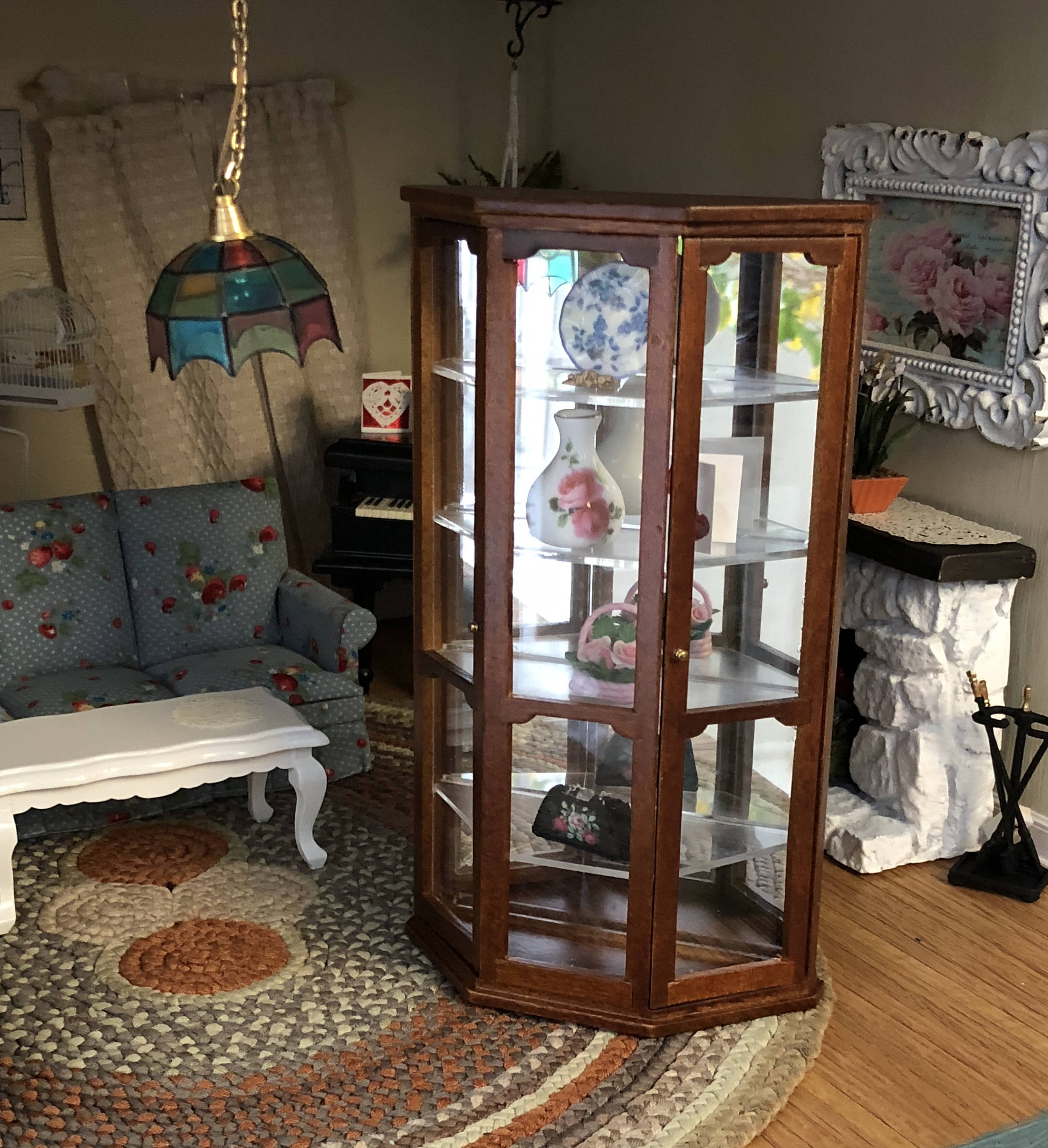 Miniature Mirrored Curio Cabinet Wood Cabinet 4 Shelves Dollhouse  miniature-mirrored-curio-cabinet-wood-cabinet-4-shelves-dollhouse