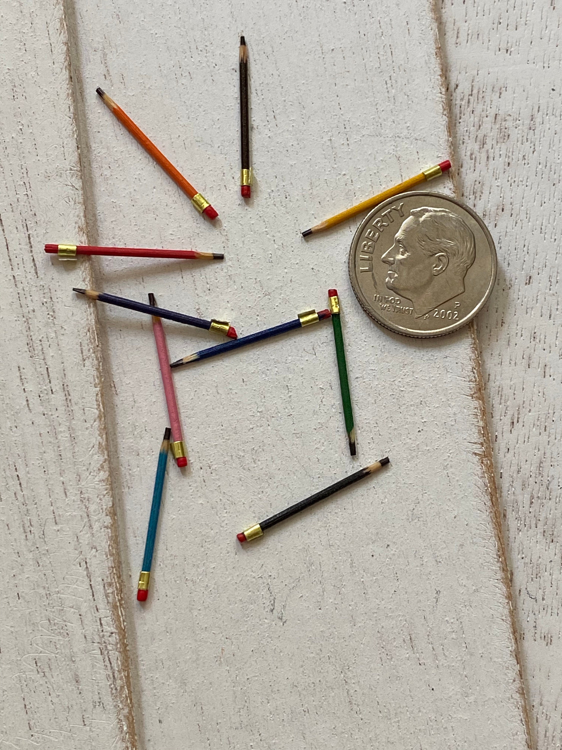 Miniature Pencils, 10 Piece Set, Dollhouse Miniature, 112 Scale, Mini