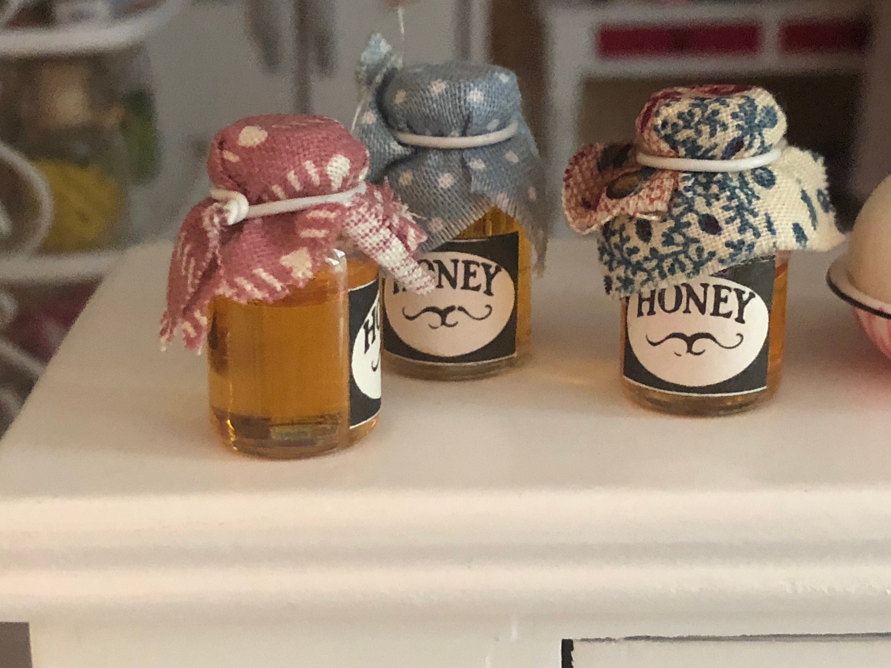 Miniature Honey, Canned Honey Jar, Choose Lid Fabric, Mini Canning Jar