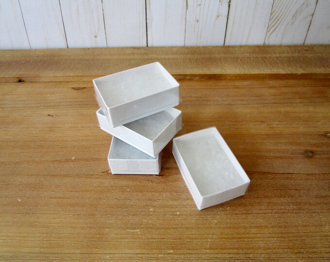 Clear Top Jewelry Boxes, White Boxes With Cotton And Clear Lid, 4 Piece Set, Gift Wrapping Box, Storage, Clear Top