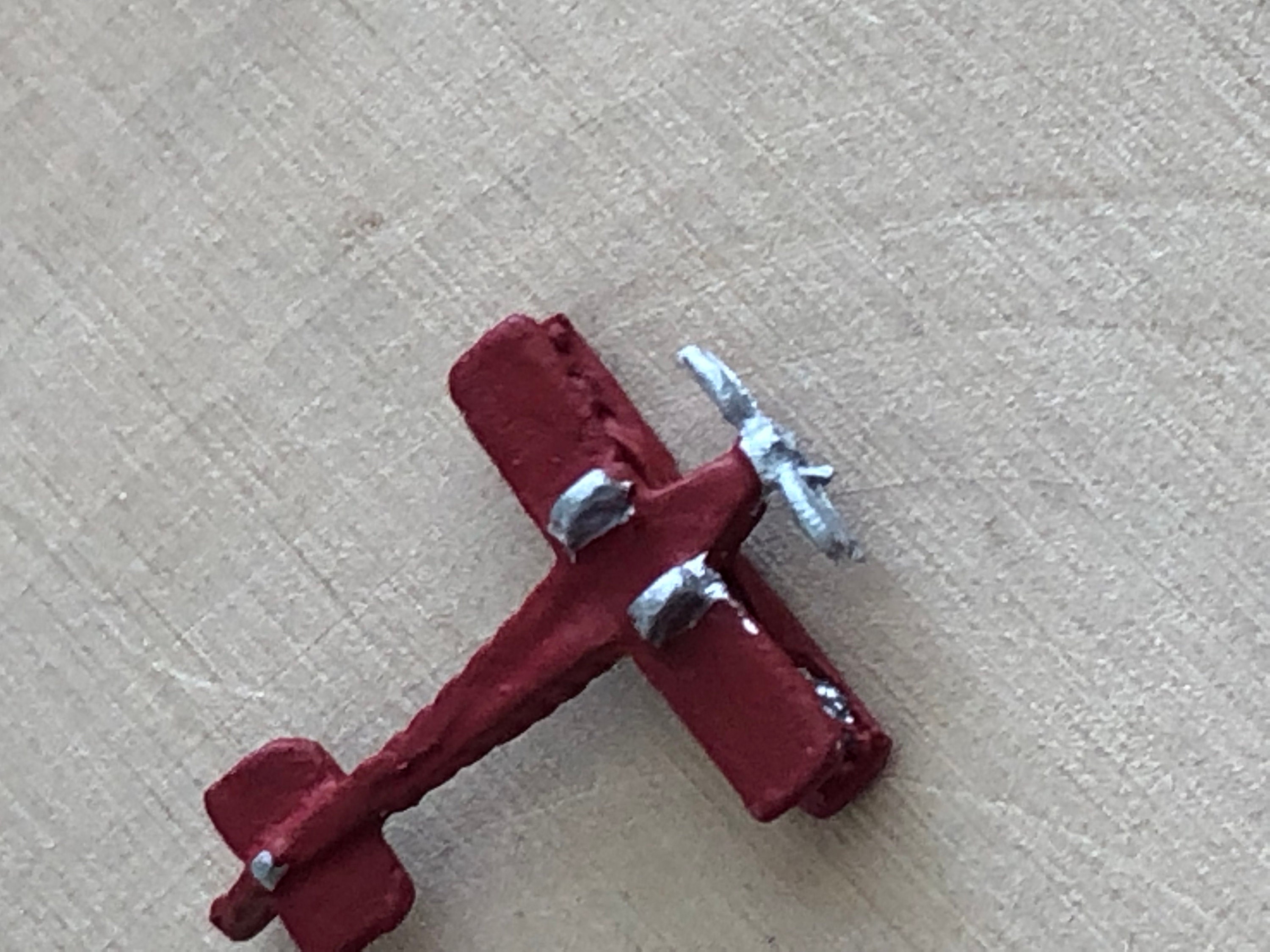 Miniature Airplane, Miniature Red Toy Bi Plane, Dollhouse Toy, Dollhouse Miniature, 112 Scale