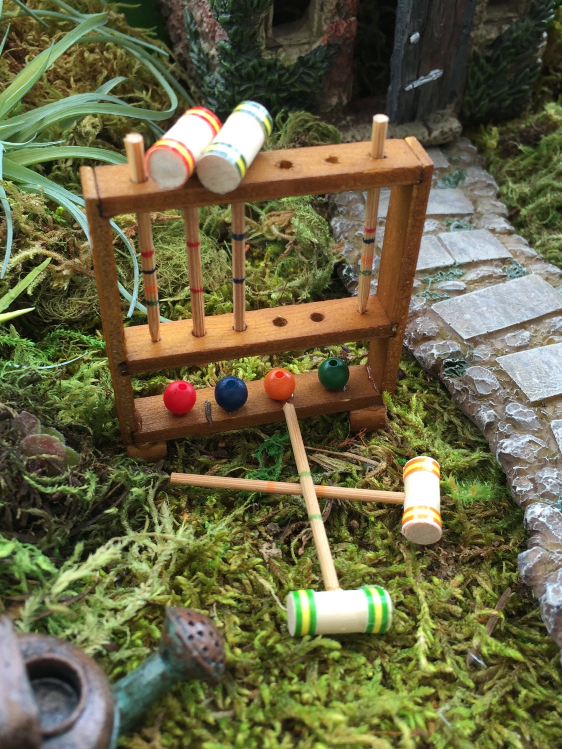Miniature Fairy Garden Vintage Croquet Set 