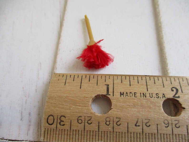 Miniature Feather Duster Mini Red Feather Duster Dollhouse Etsy