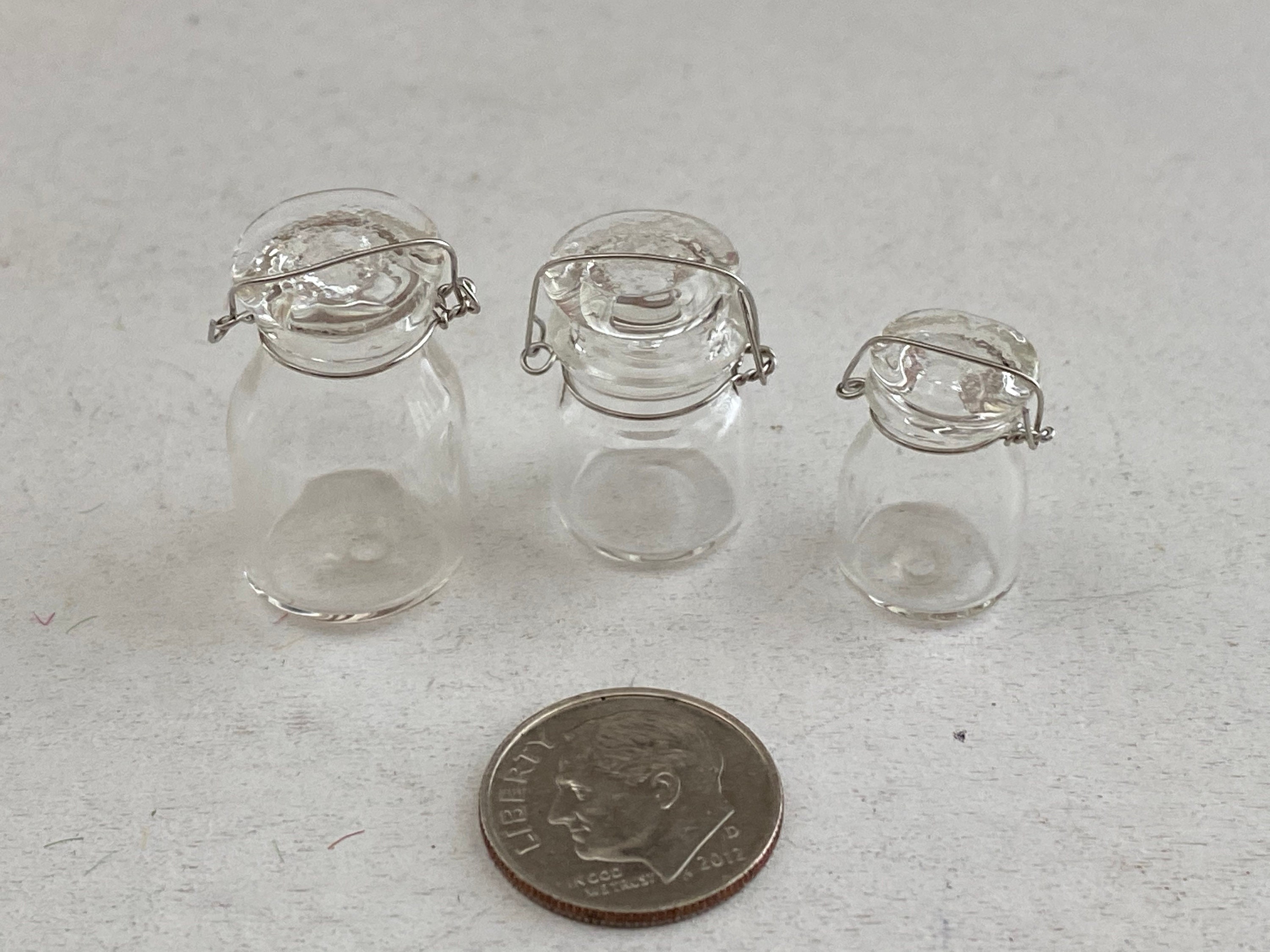 Miniature Glass Canisters, Mini Canning Jars, 3 Piece Set, Dollhouse