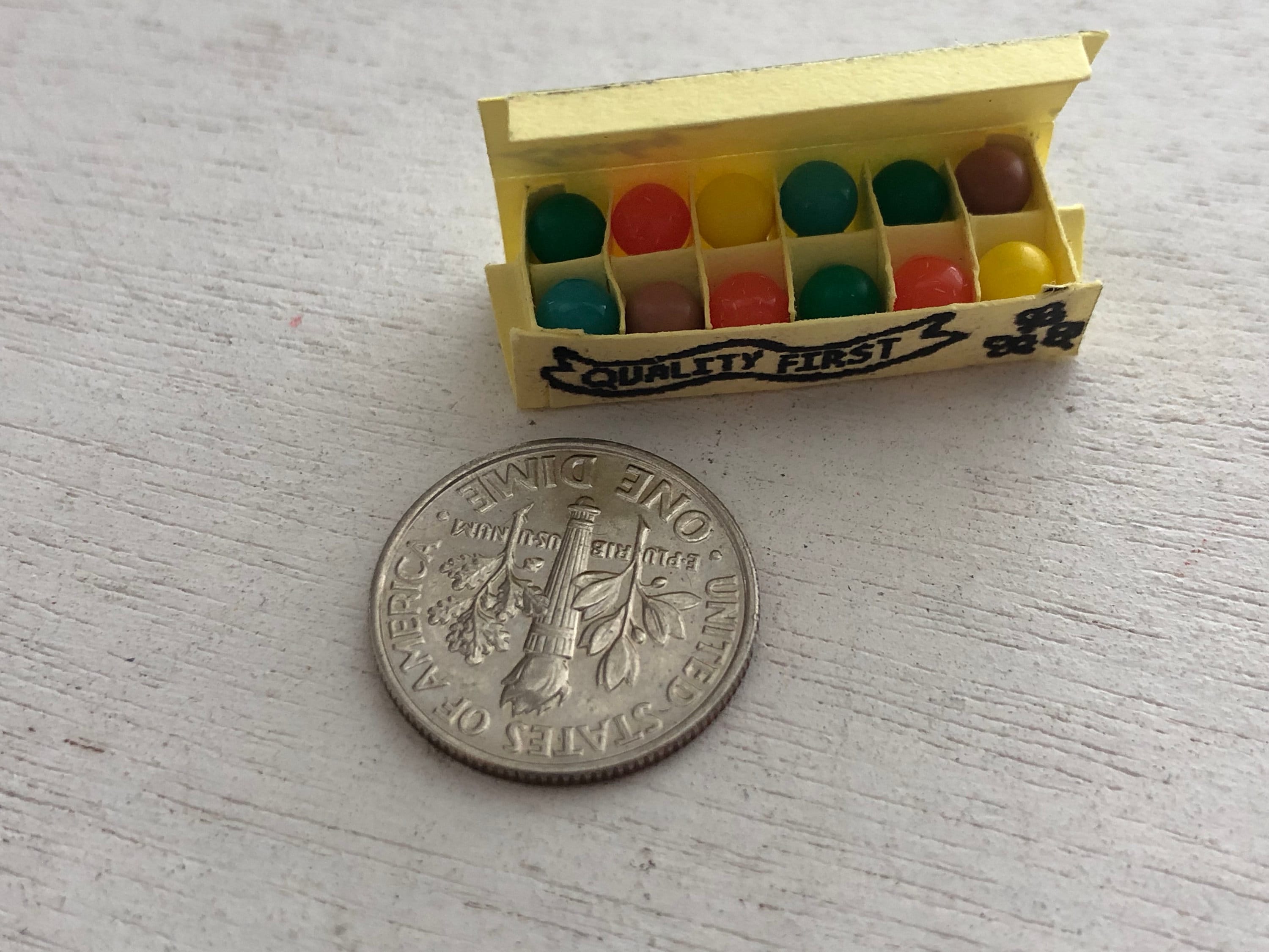 Miniature Colored Eggs in Yellow Carton, Dollhouse Miniature, 112