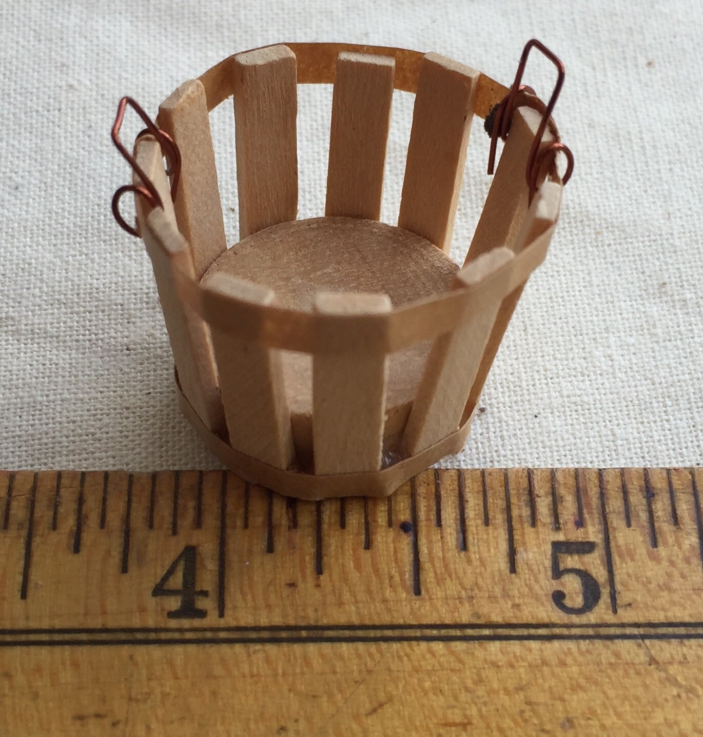 Miniature Wood Bushel Basket Dollhouse Miniature, 112 Scale, Garden