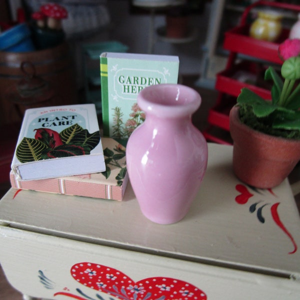 Miniature Pink Ceramic Vase, Mini Bud Flower Vase, Style #34, Dollhouse Miniature, 1:12 Scale, Dollhouse Decor, Accessory, Vase