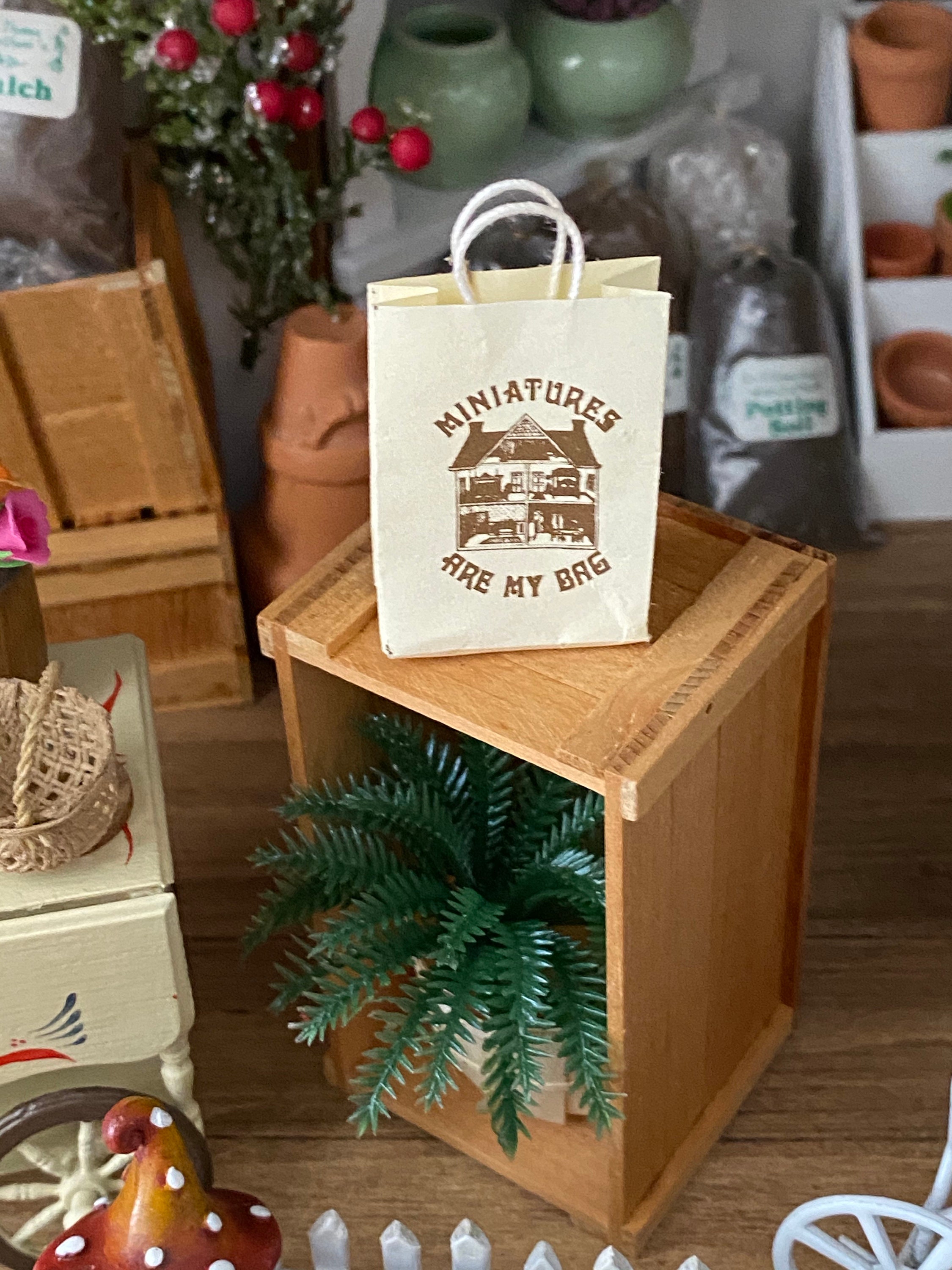 Miniature Shopping Bag, Miniatures Are My Bag Handle Bag, Dollhouse