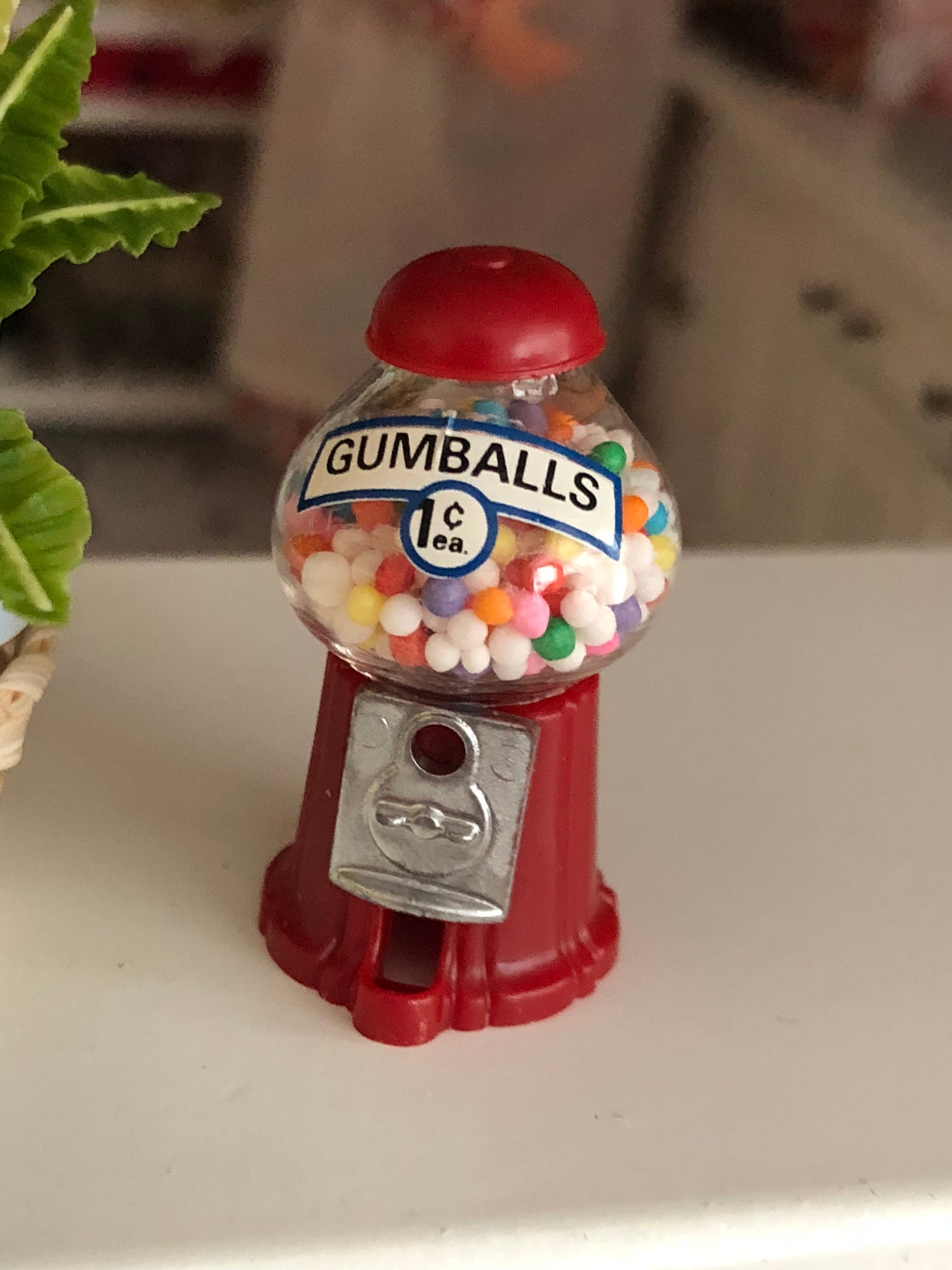 Miniature Gumball Machine, Filled Gum Ball Machine, Dollhouse Miniature
