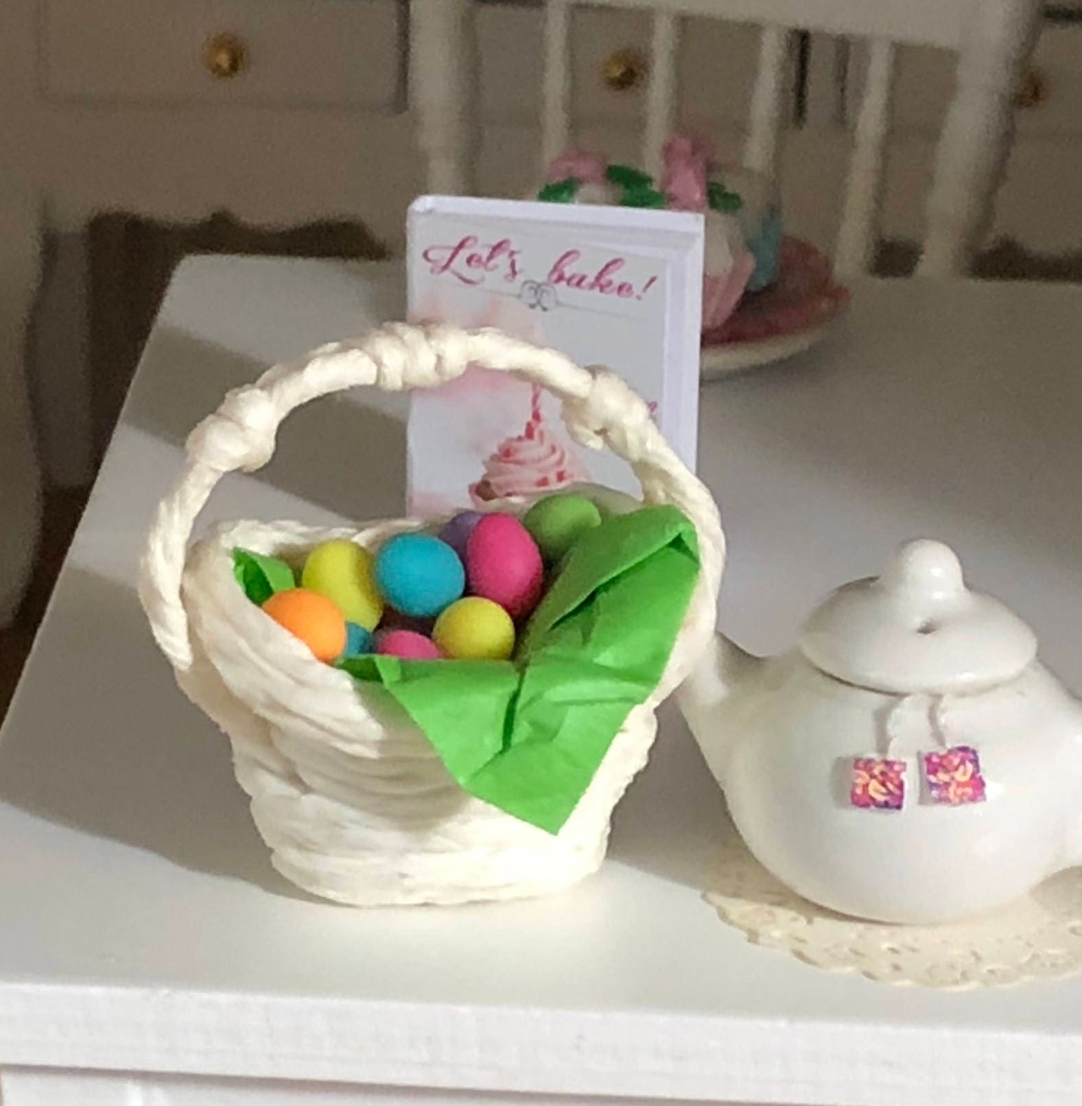 Miniature Easter Eggs, Dyed Mini Eggs, Dollhouse Miniature, 112 Scale