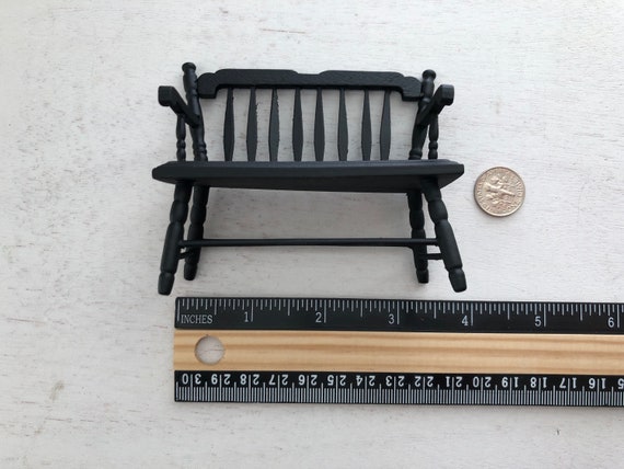 Sale Miniature Black Deacon Bench Mini Wood Bench Dollhouse Etsy