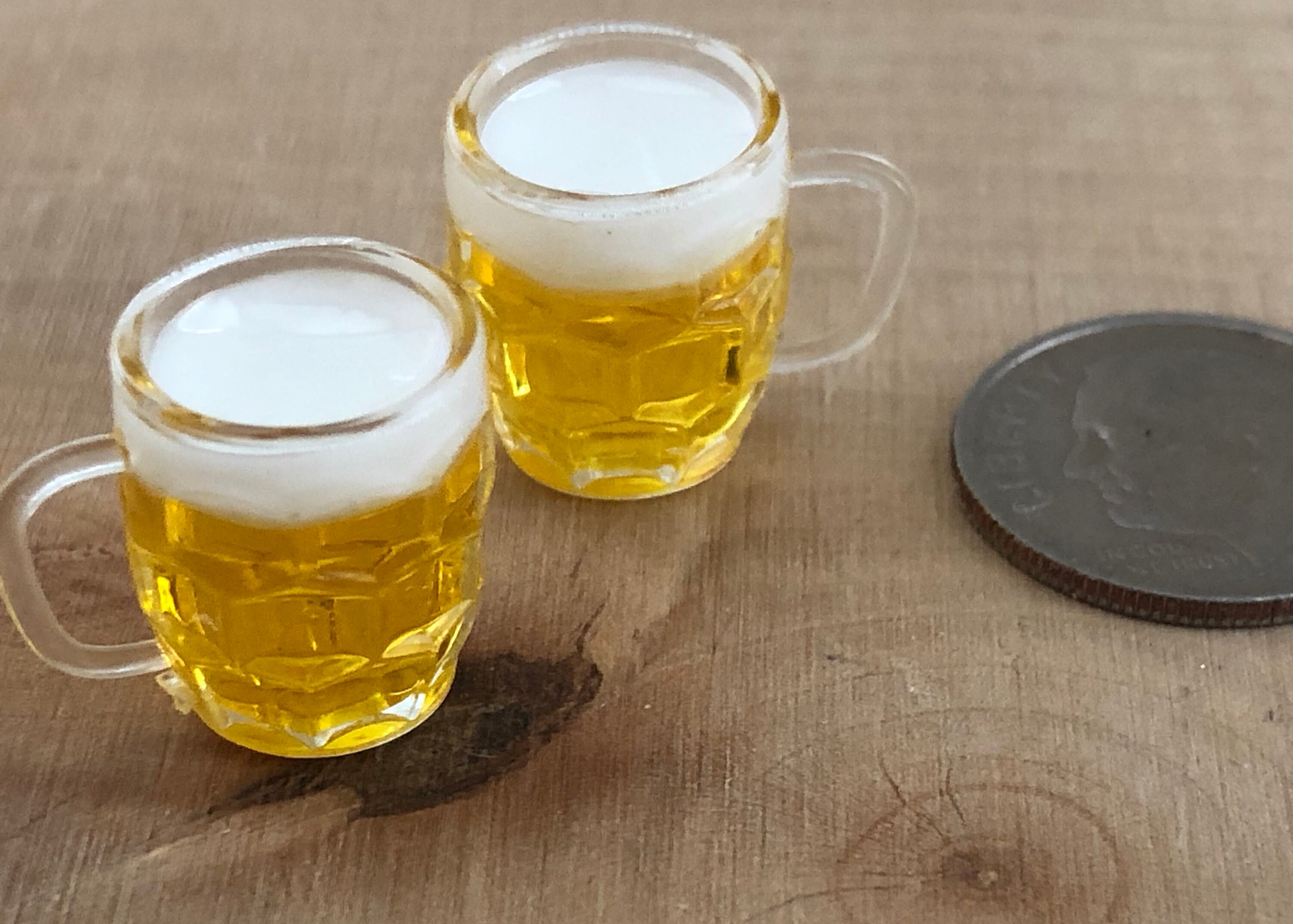 Miniature Beer Mugs, Filled Beer Glasses, 2 Piece Set, Style 42